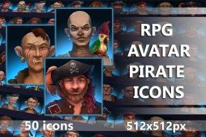 RPG海盗头像图标包:50款高品质角色素材
