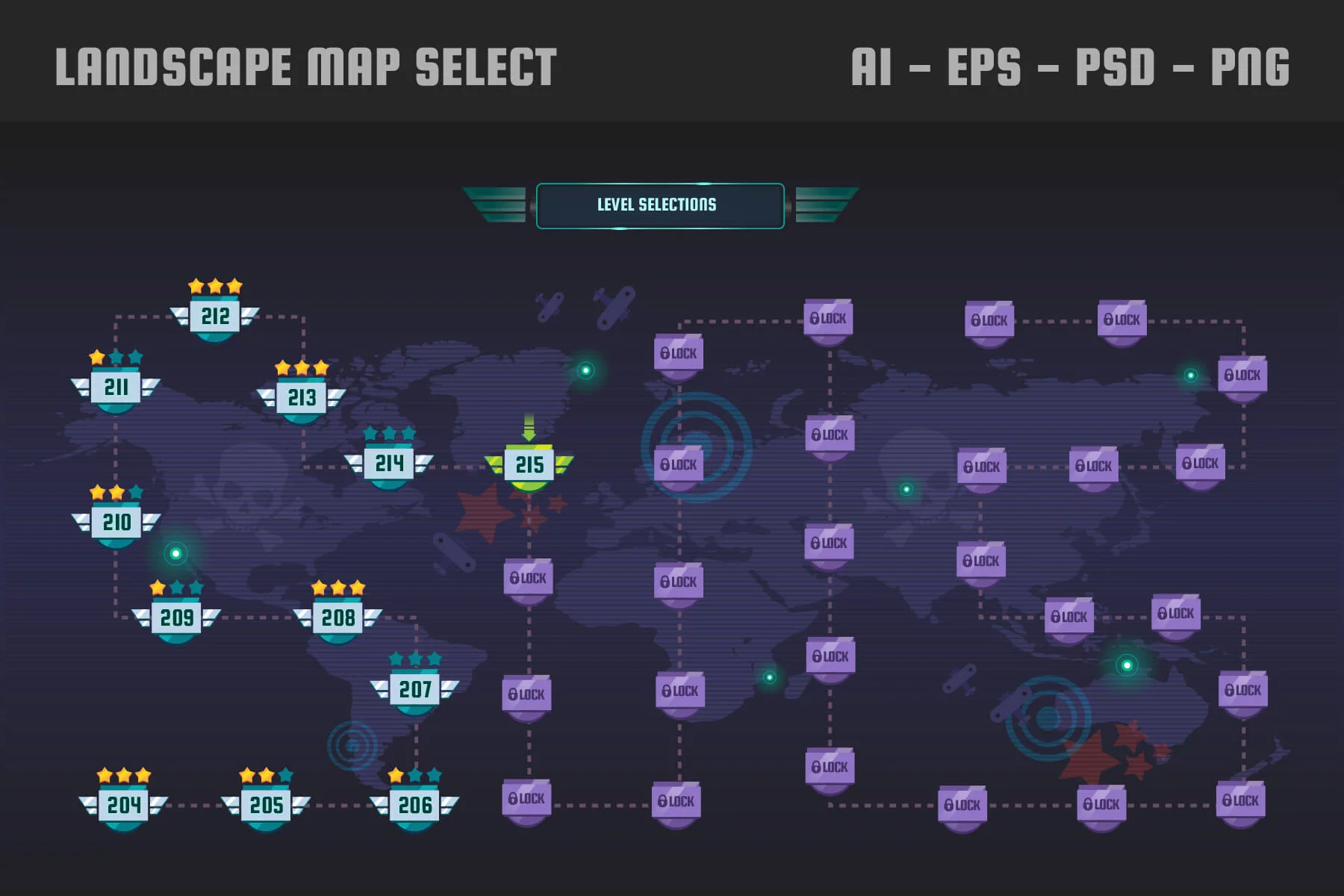 The 2D Level Map Asset Pack for Military Games