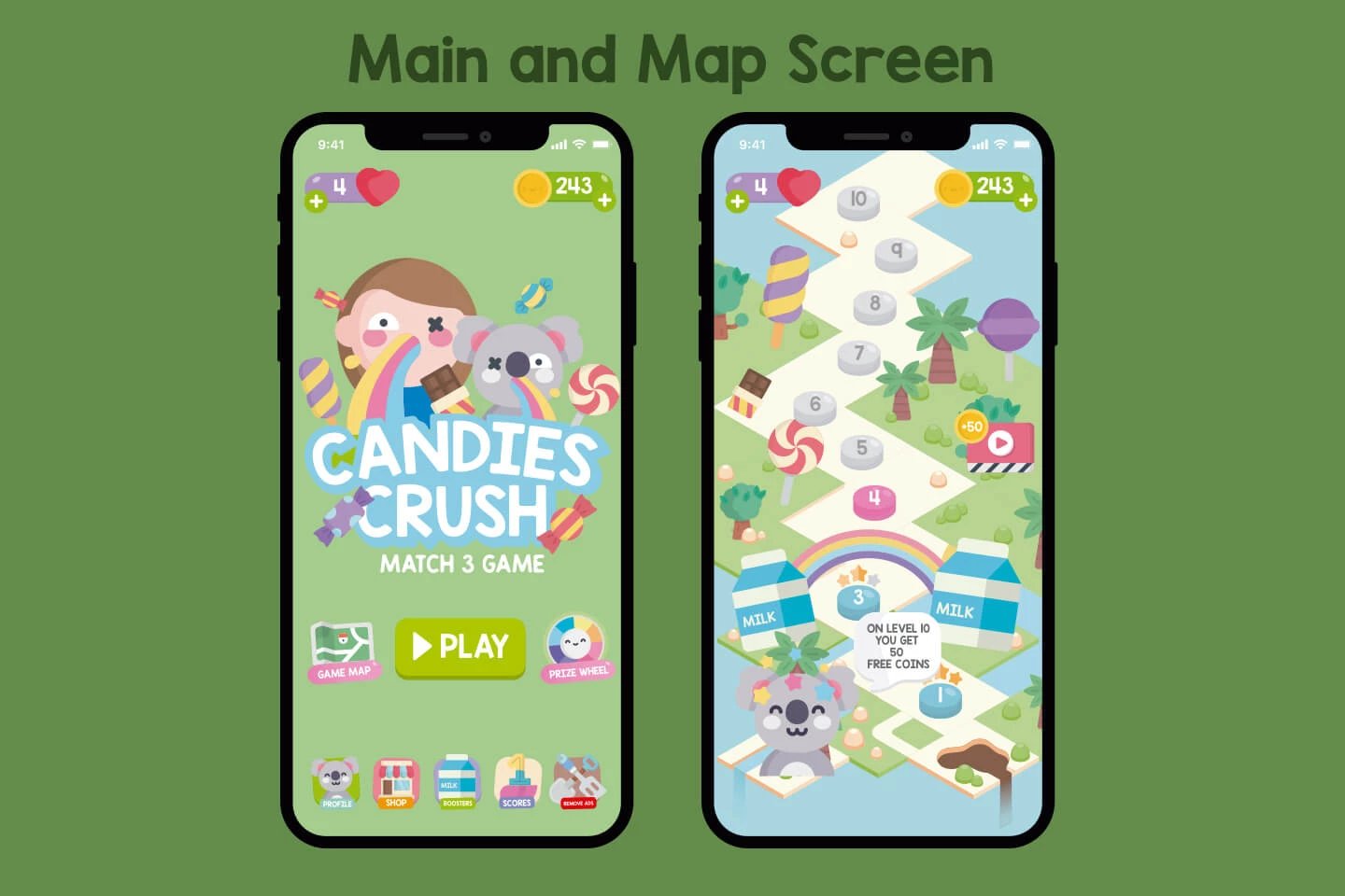 Candies Crush Match 3 Game Assets Pack