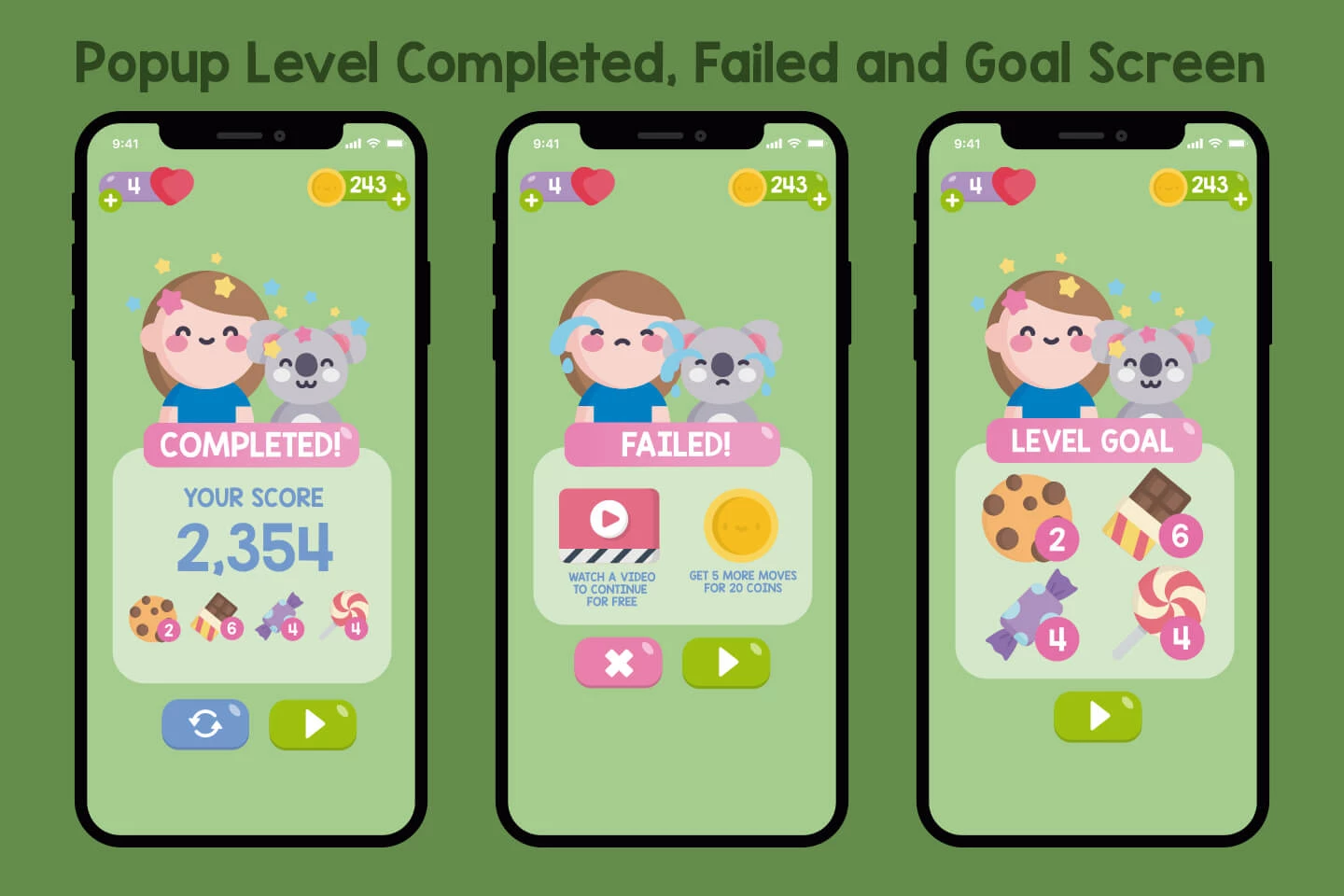 Candies Crush Match 3 Game Assets Pack