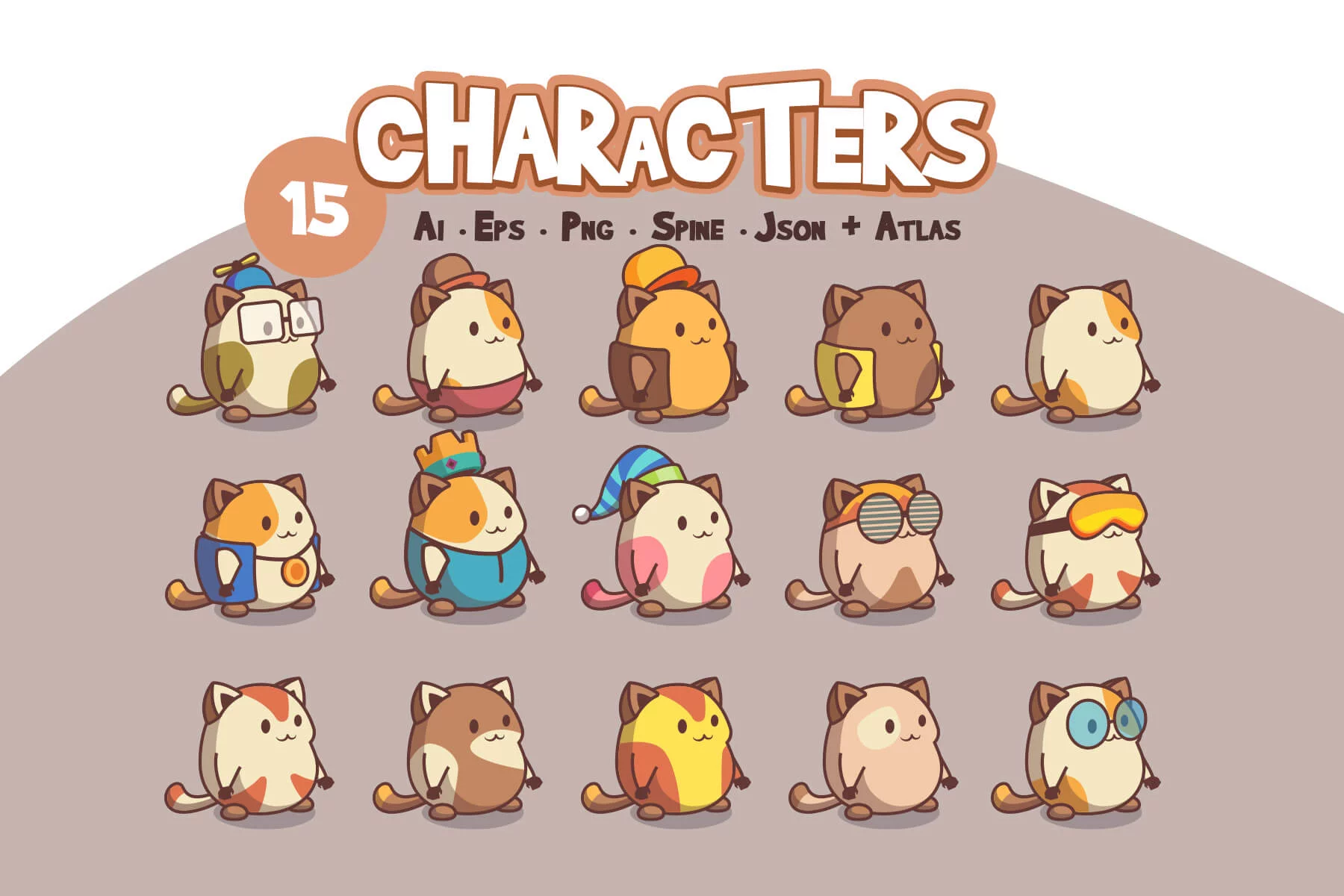 Cute Cats Game Character Sprites