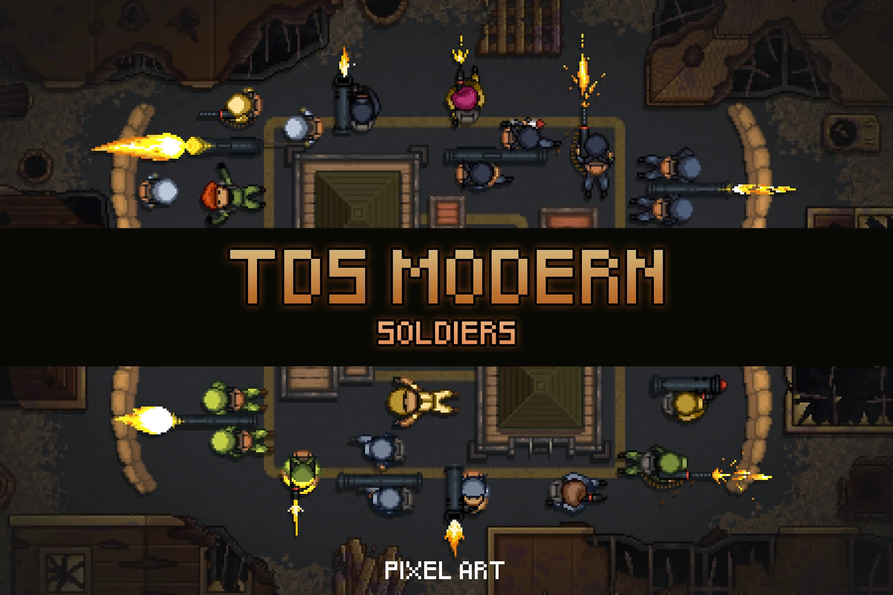 Top Down Soldier Sprites Pixel Art