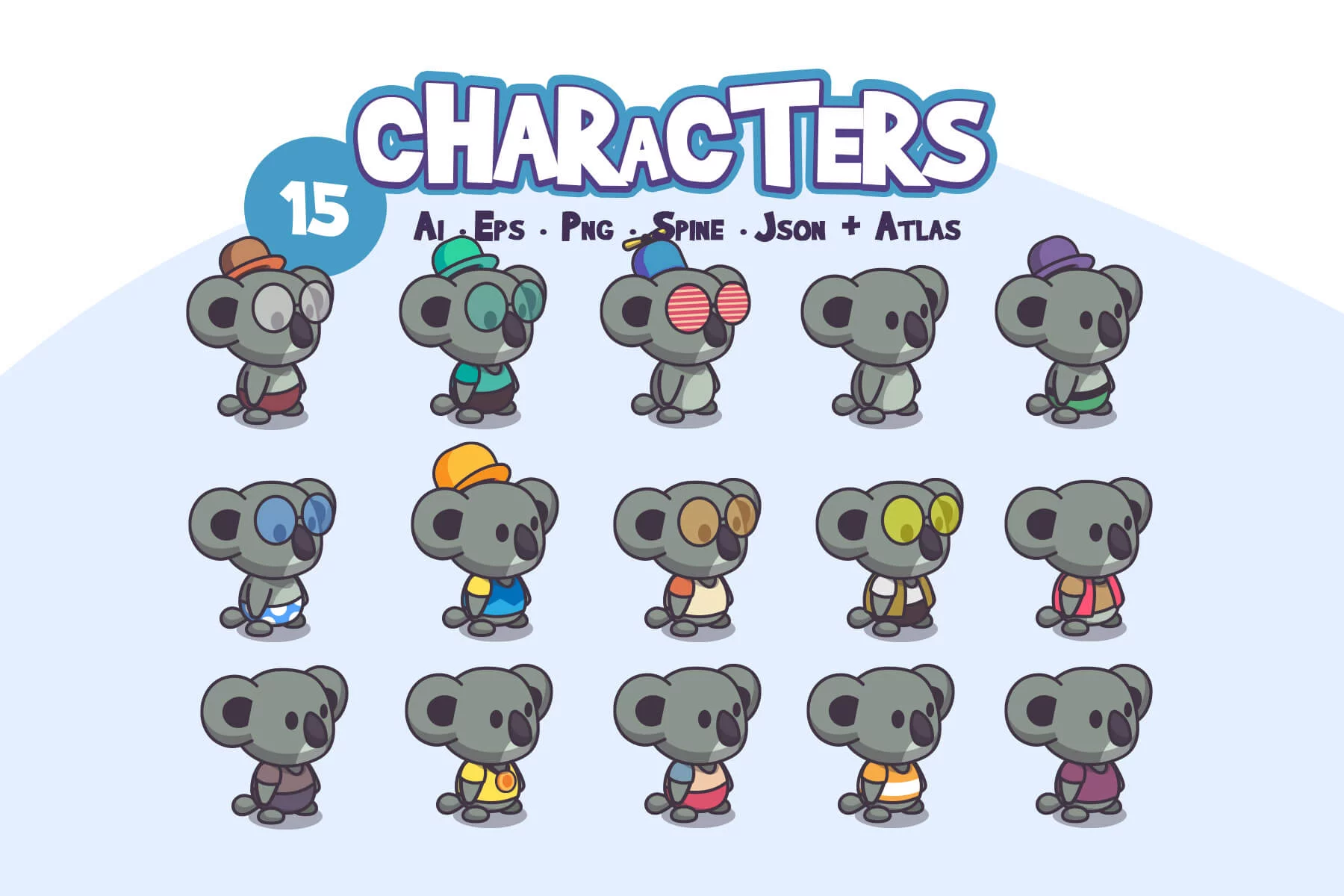 Cute Koala Game Character Sprite