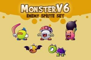 Monster V6 精灵图集：5种独特怪物角色与Spine动画
