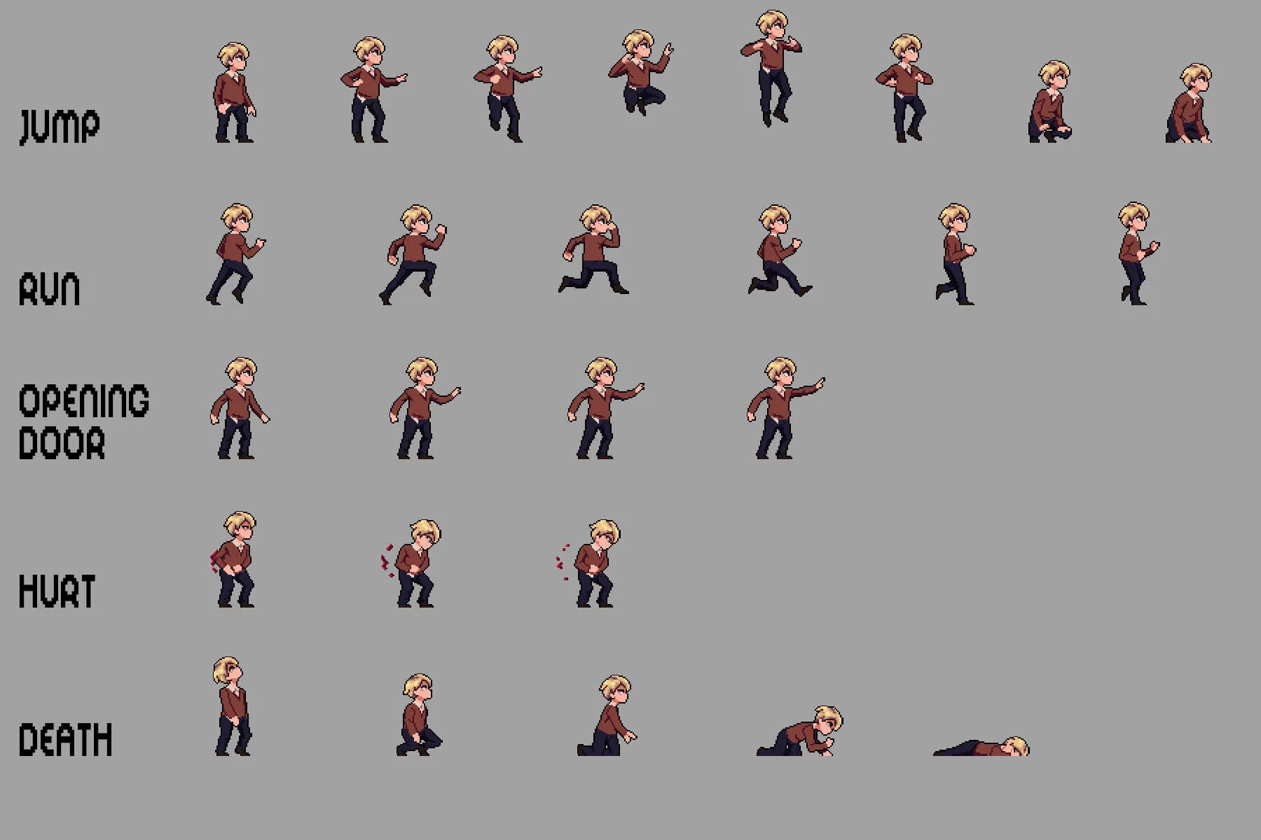 Anime Schoolboys Pixel Art Character Sprite Sheet Pack 2