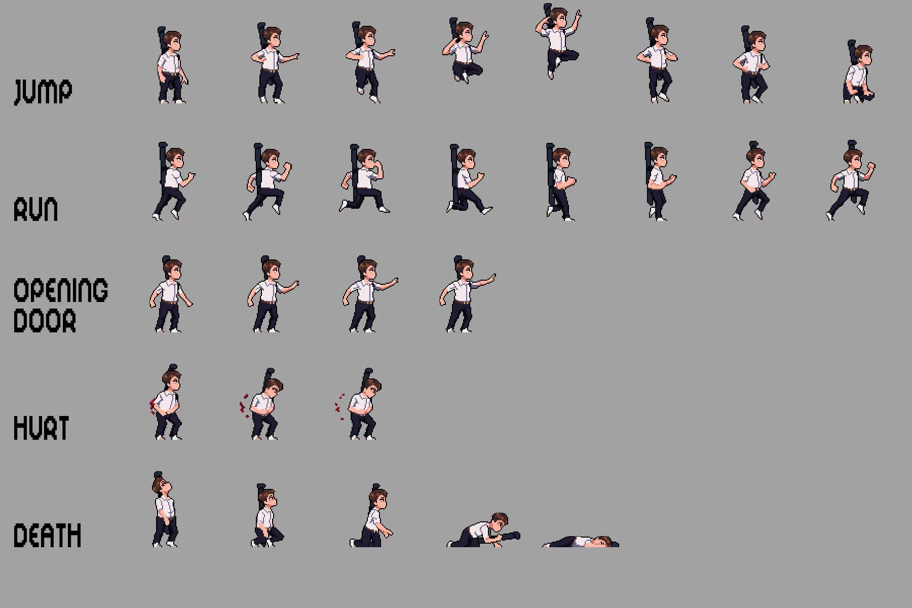 Anime Schoolboys Pixel Art Character Sprite Sheet Pack 2