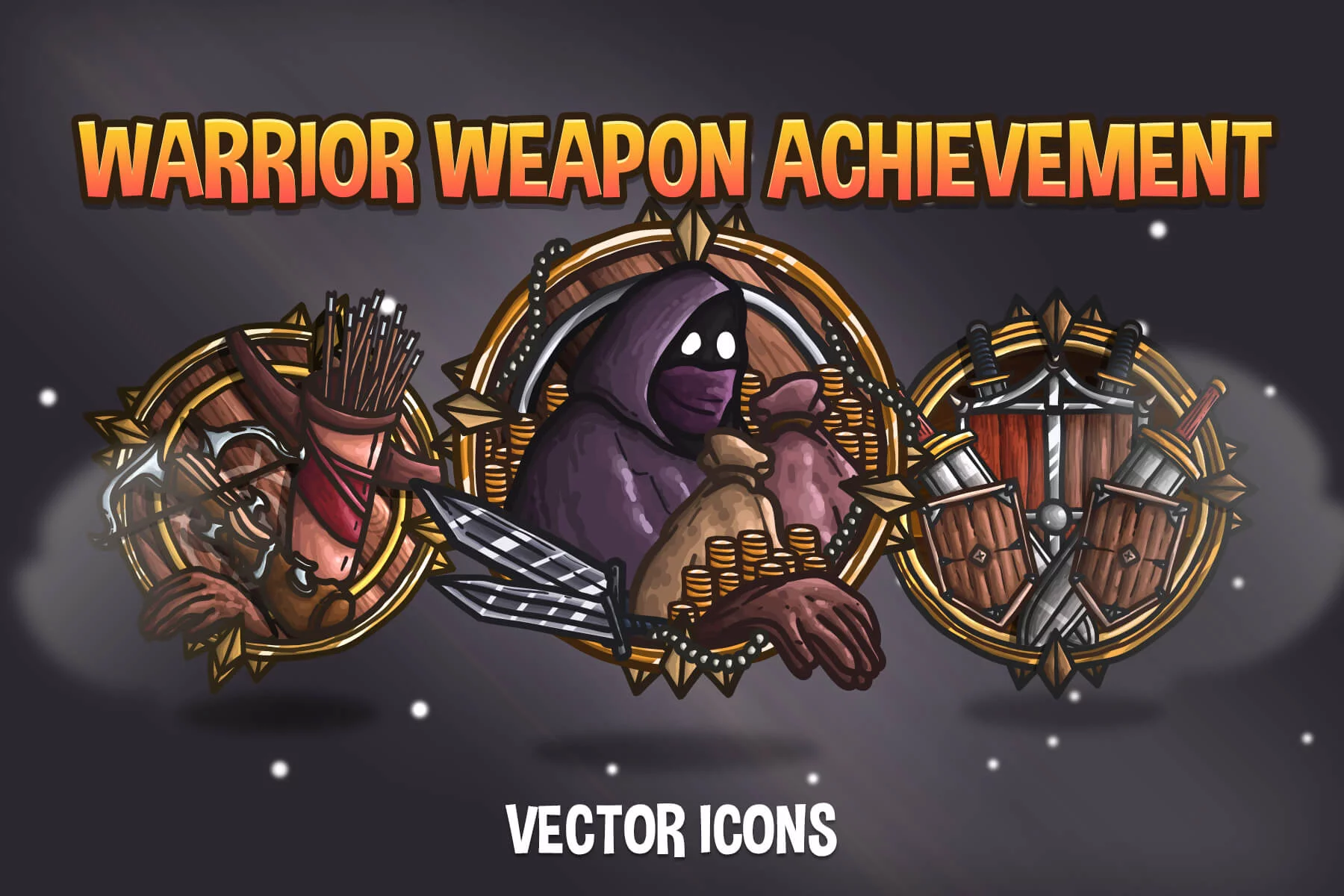 Warrior Weapon Achievement Vector Icons