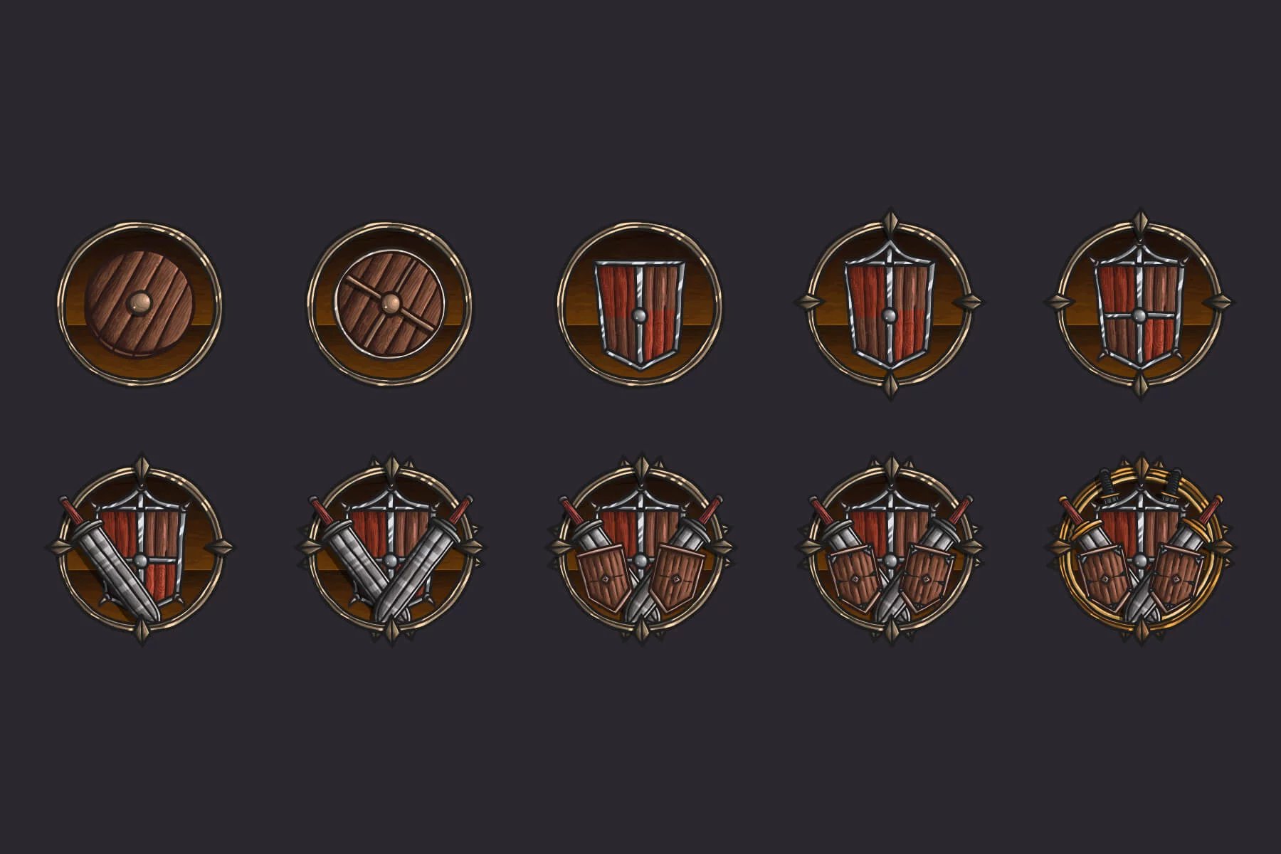 Warrior Weapon Achievement Vector Icons
