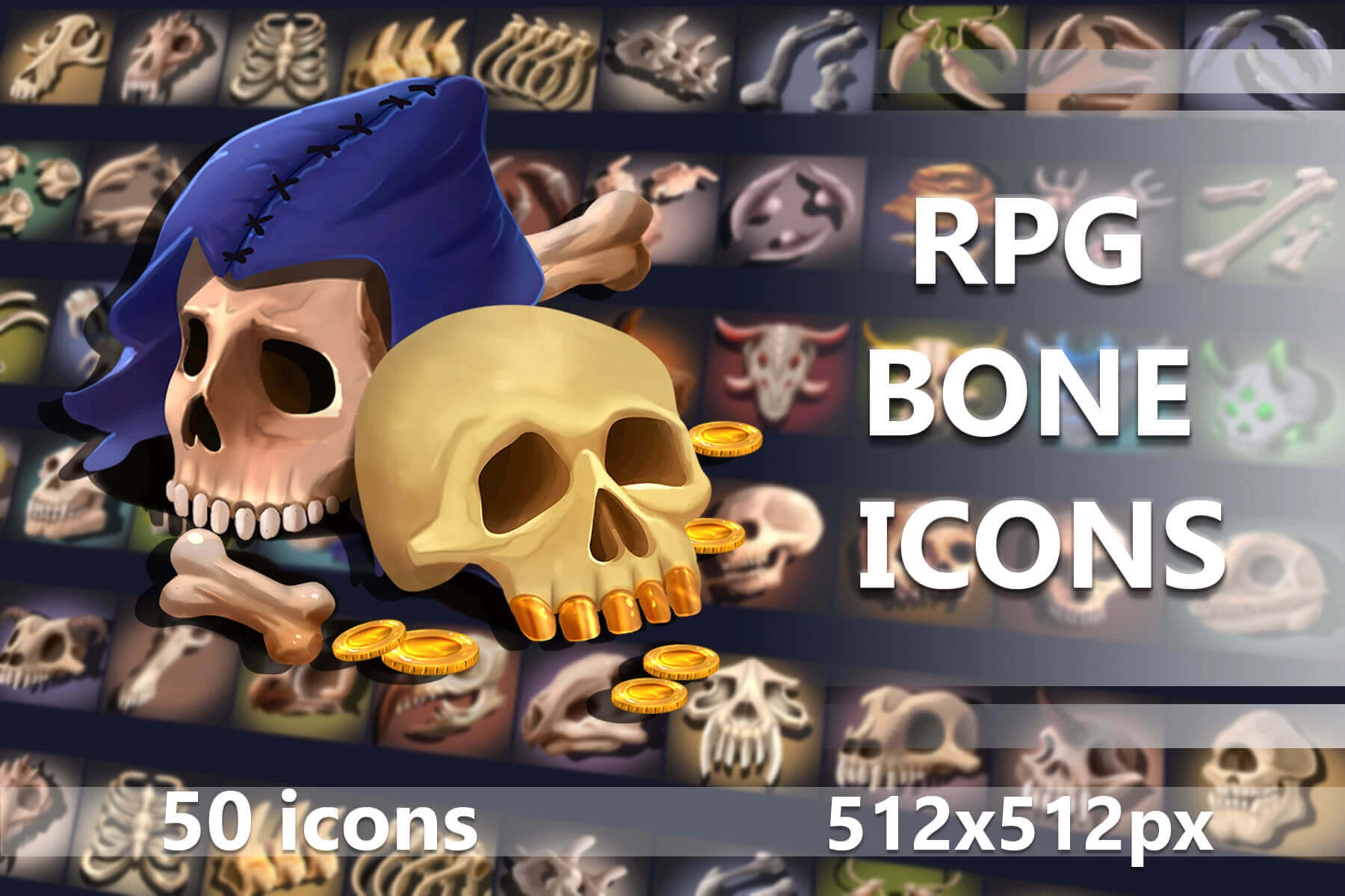 50 Bone and Skull RPG Icons