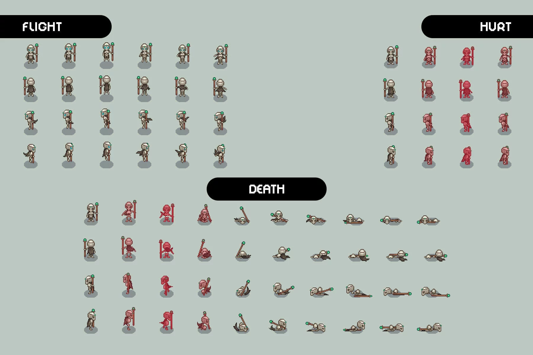 Top-Down Pixel Lich Character Sprites
