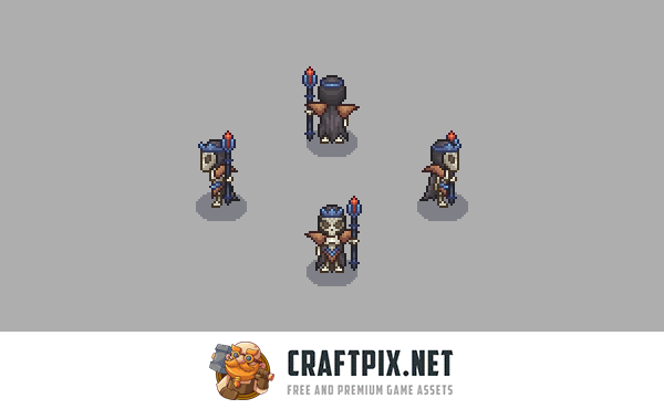 Top-Down Pixel Lich Character Sprites