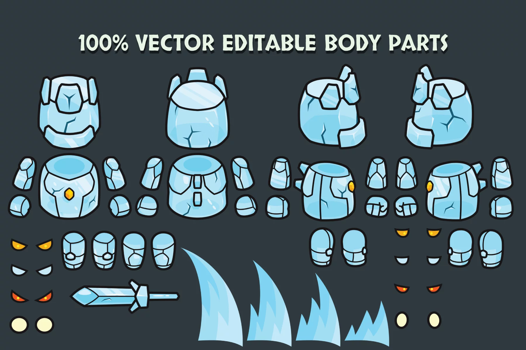 Top-Down Boss Characters Pack 3 Rock, Earth, Ice Monsters