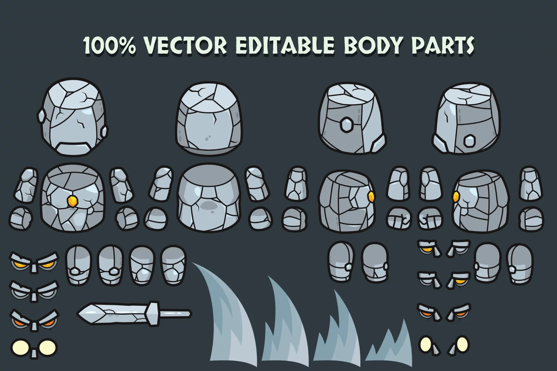 Top-Down Boss Characters Pack 3 Rock, Earth, Ice Monsters