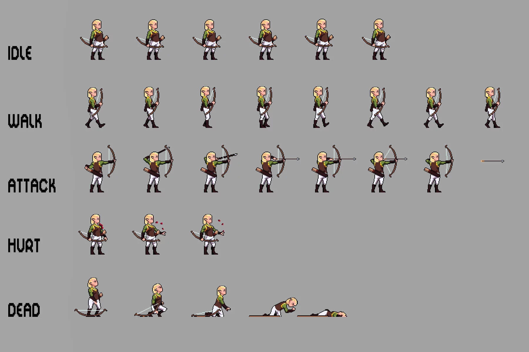Elf Warrior Sprite Sheet Pixel Art Pack