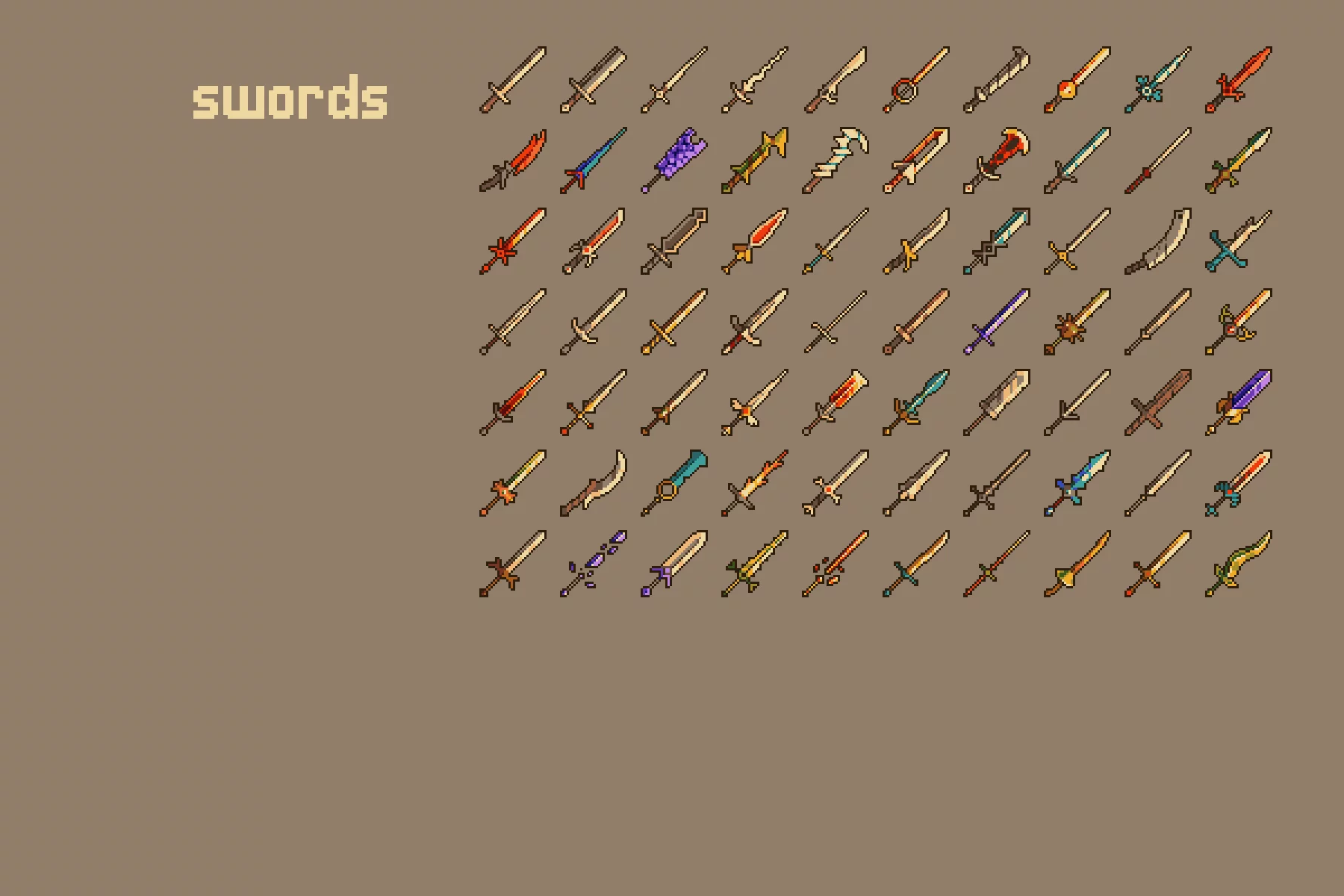 32×32 Pixel Art Weapons Collection