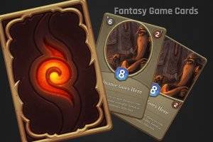 幻想卡牌设计素材包：多色模板与PNG/PSD分层文件