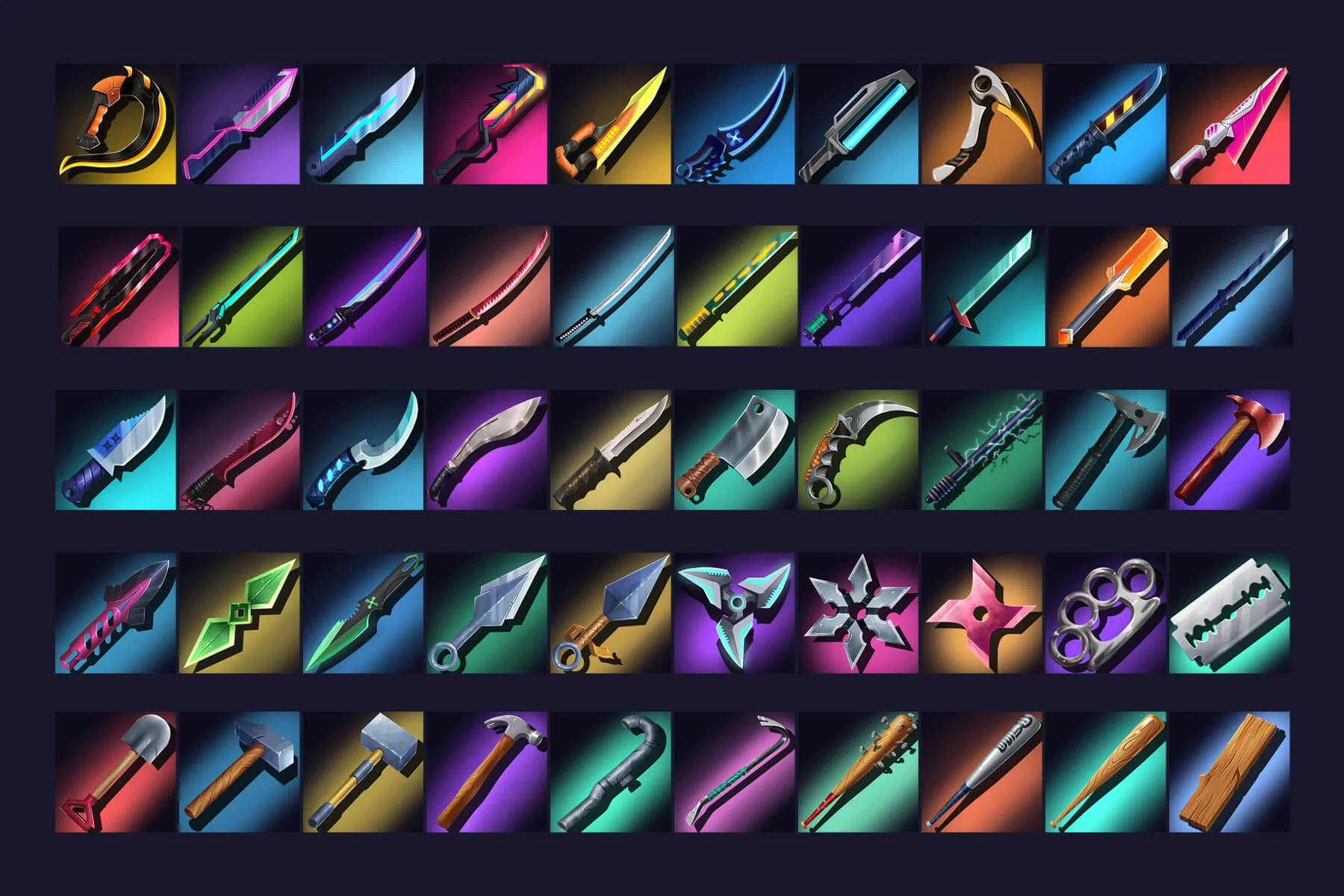Cyberpunk Melee Weapon Game Icons