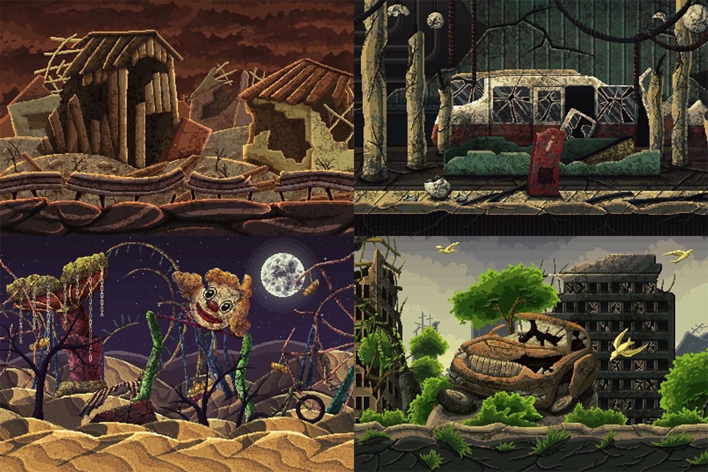 Post Apocalyptic Pixel Art Game Backgrounds