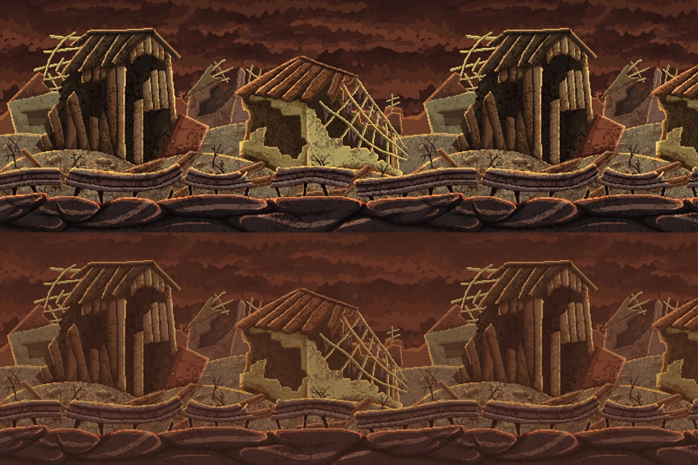 Post Apocalyptic Pixel Art Game Backgrounds
