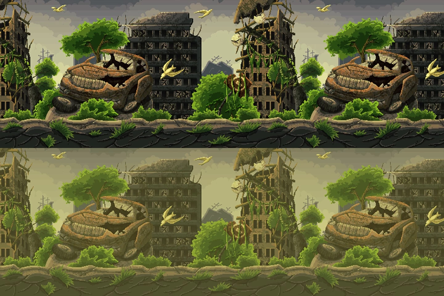 Post Apocalyptic Pixel Art Game Backgrounds