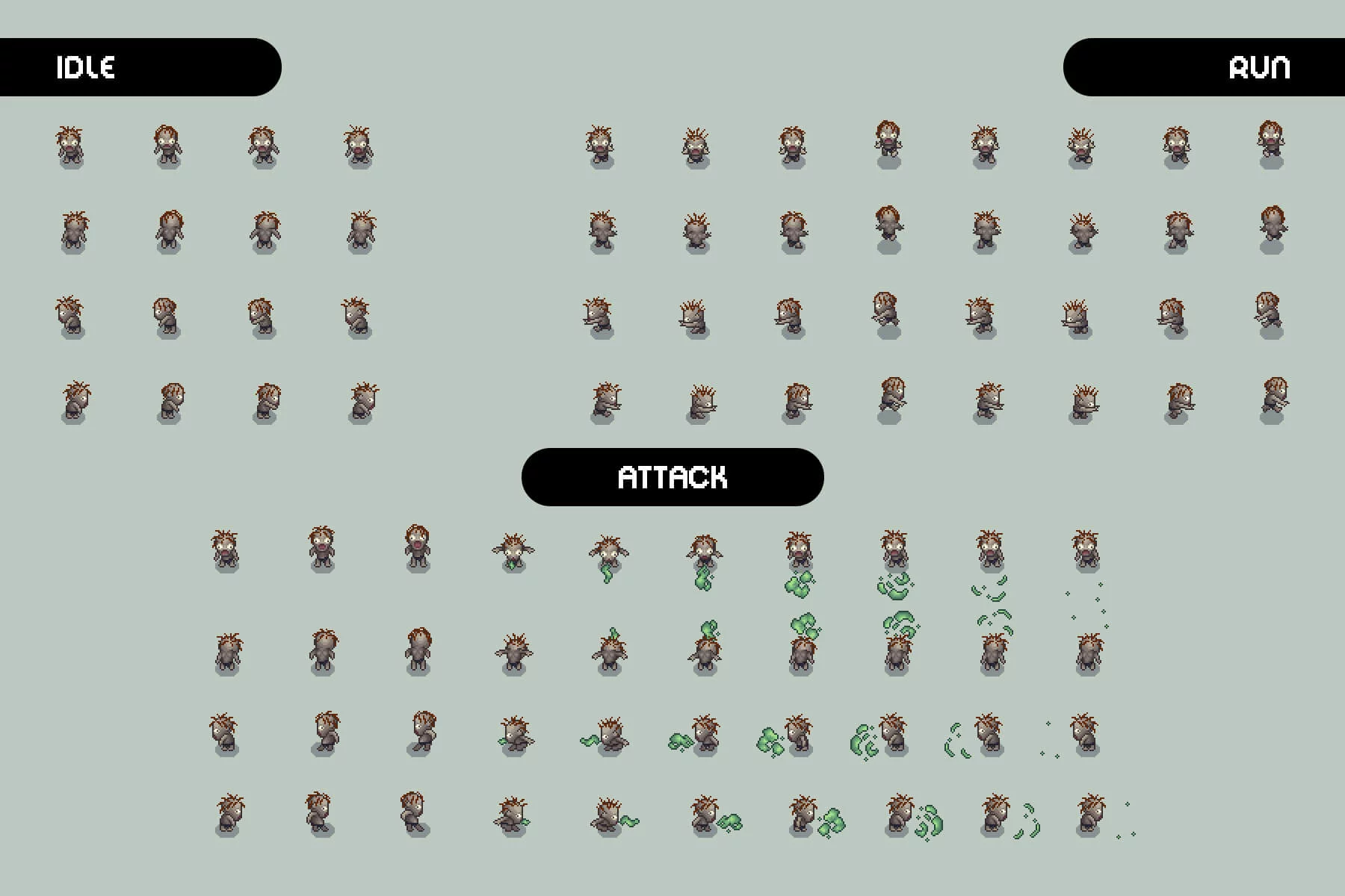 Zombie 4-Direction Pixel Character Sprite Pack