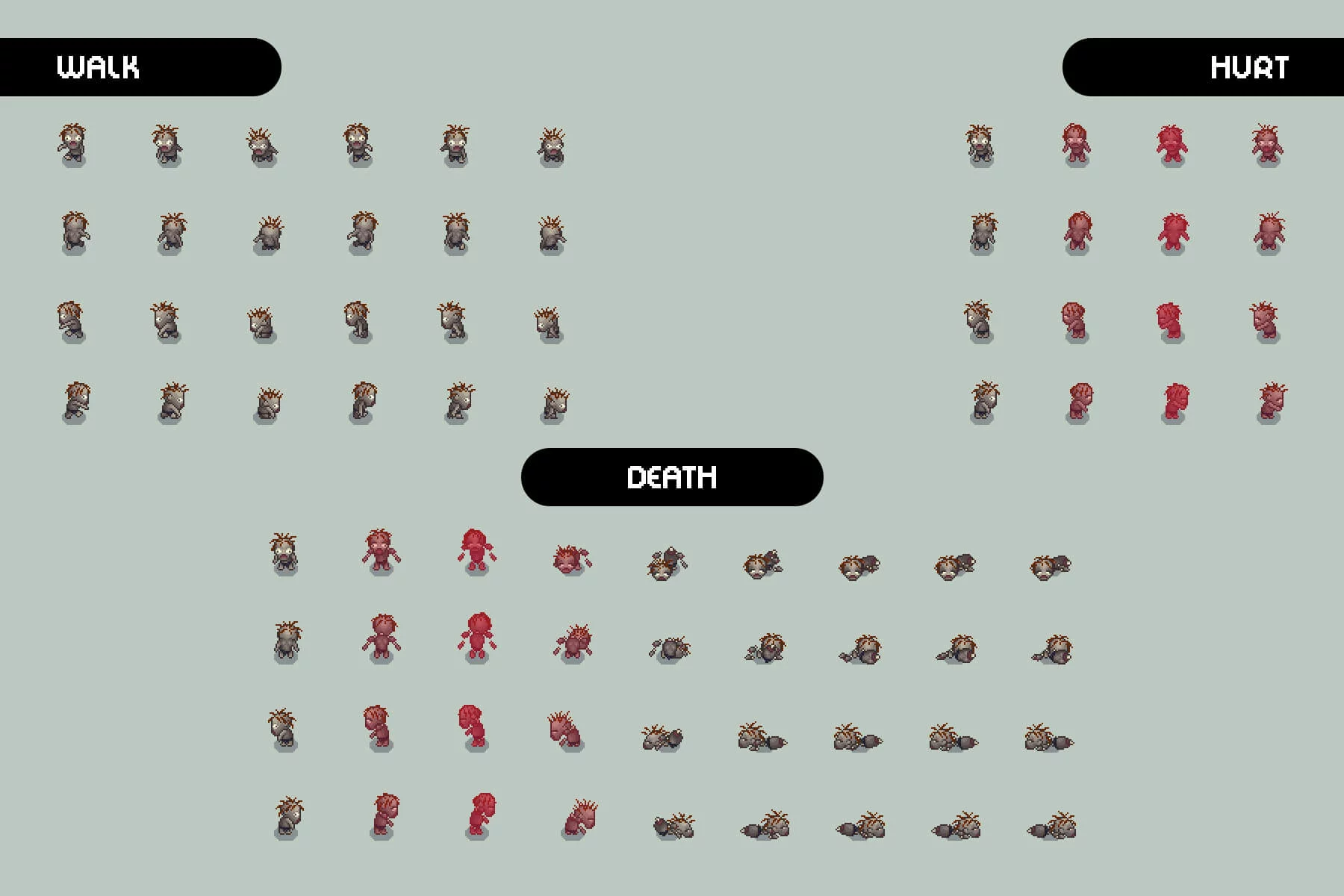 Zombie 4-Direction Pixel Character Sprite Pack