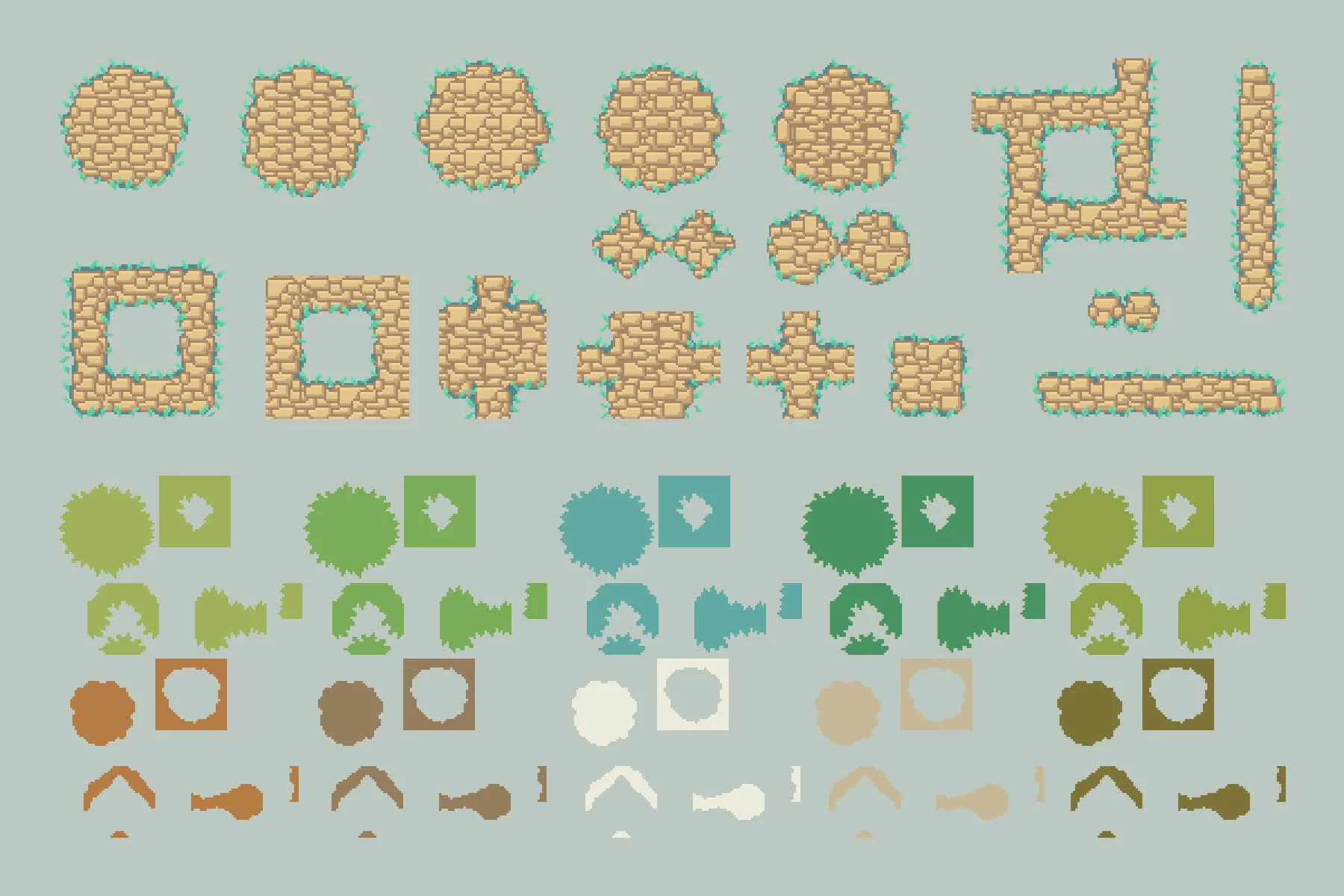Path and Road Top-Down Tileset Pixel Art