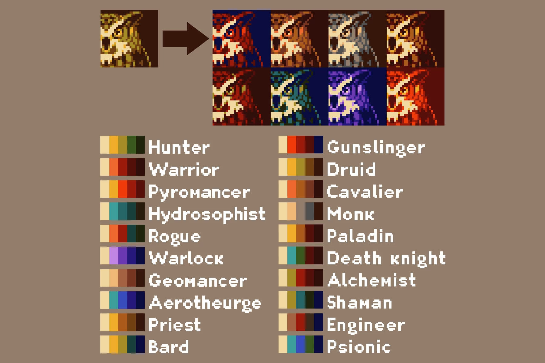 Gunslinger and Druid Pixel Art Ability Icons