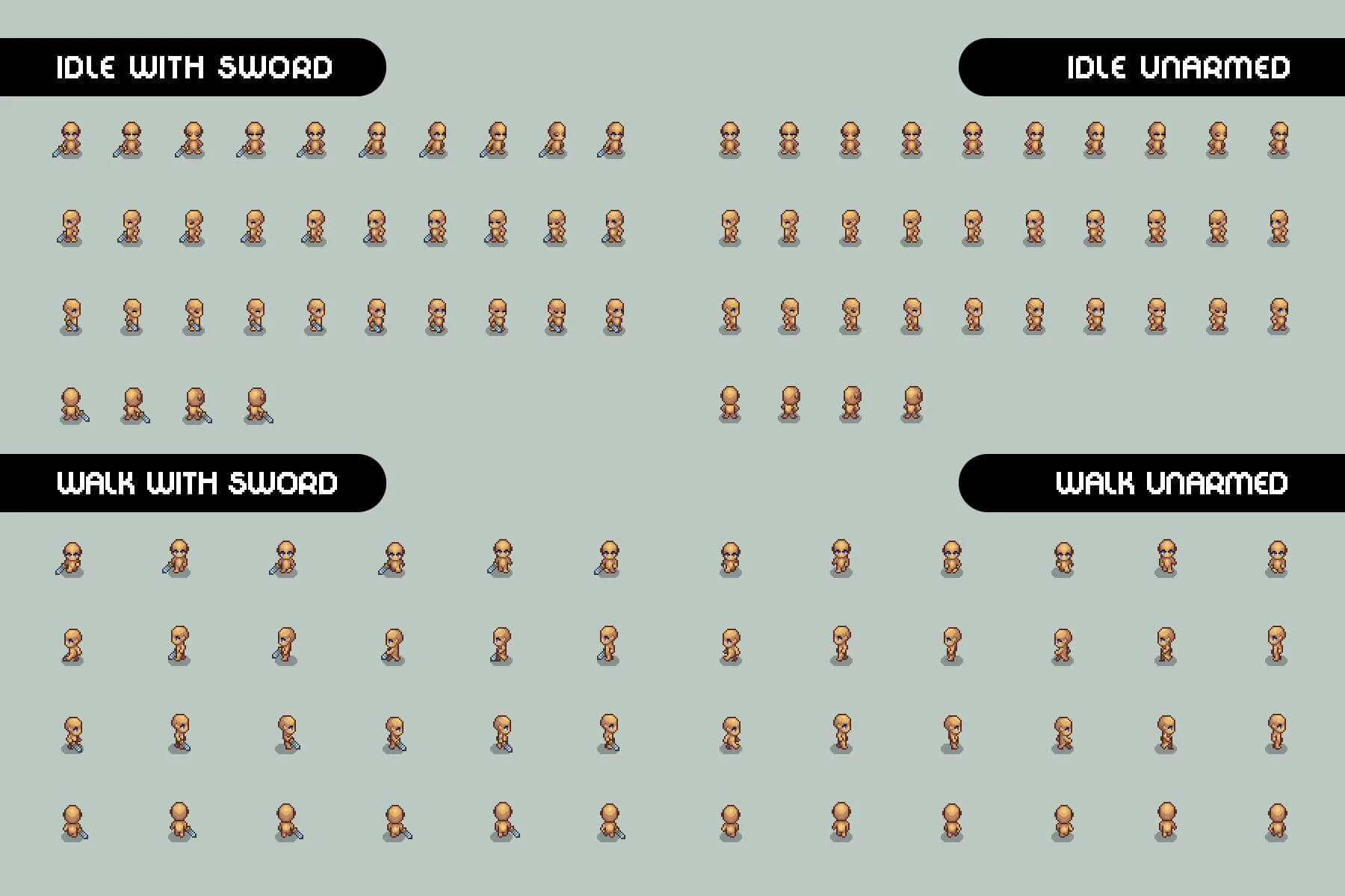 Base 4-Direction Male Character Pixel Art