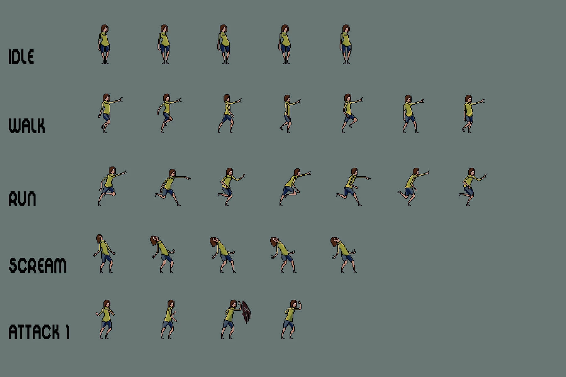 Zombie Sprite Sheet Pack Pixel Art