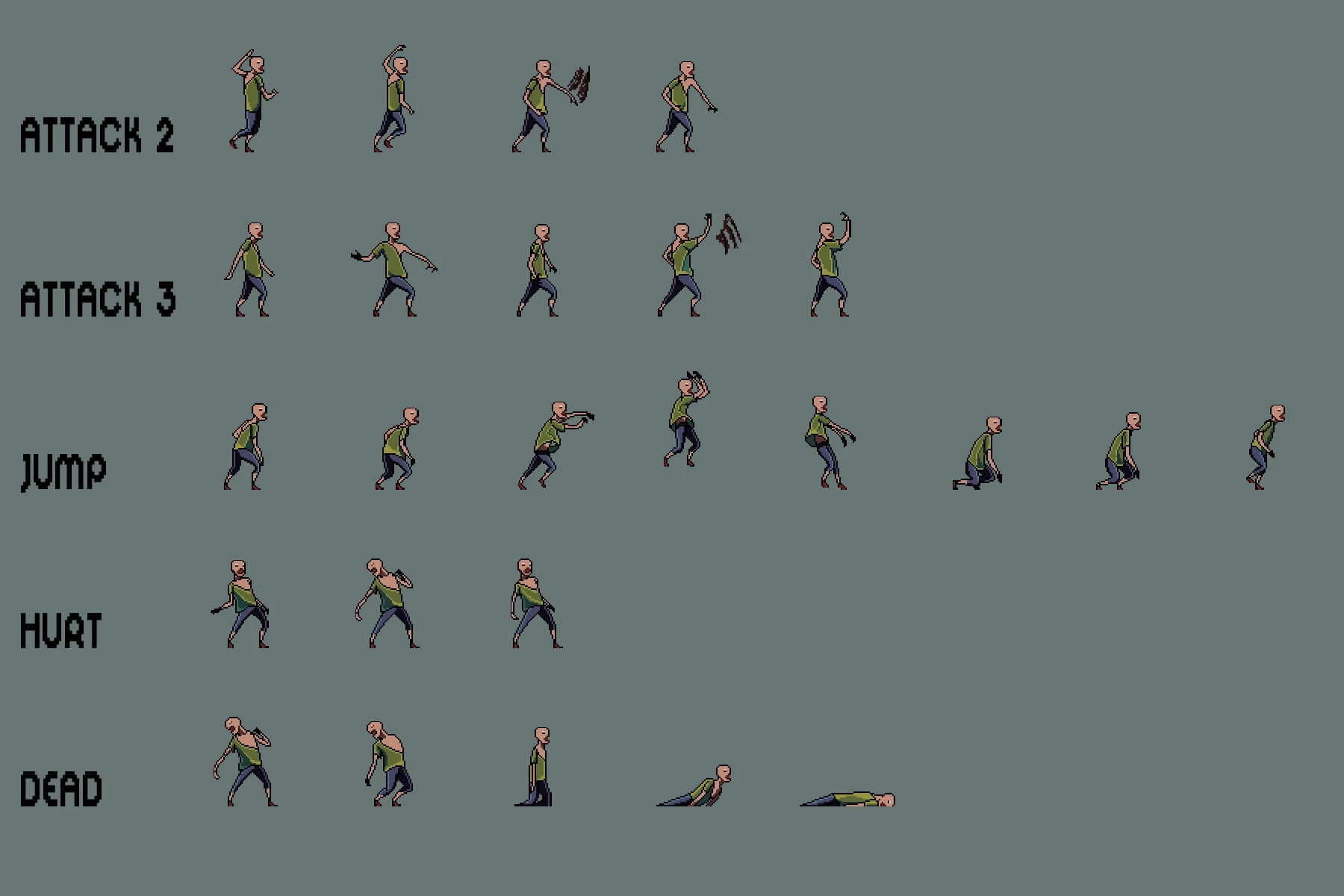 Zombie Sprite Sheet Pack Pixel Art