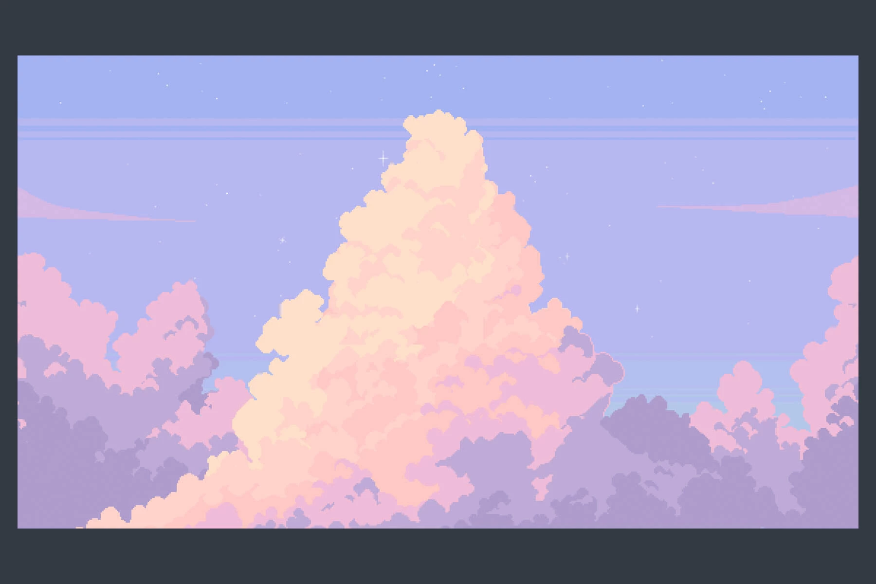 Sky with Clouds Background Pixel Art Set