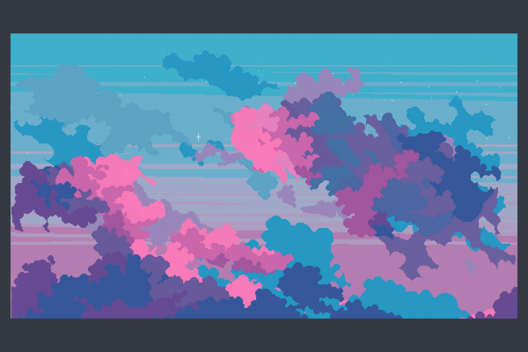 Sky with Clouds Background Pixel Art Set