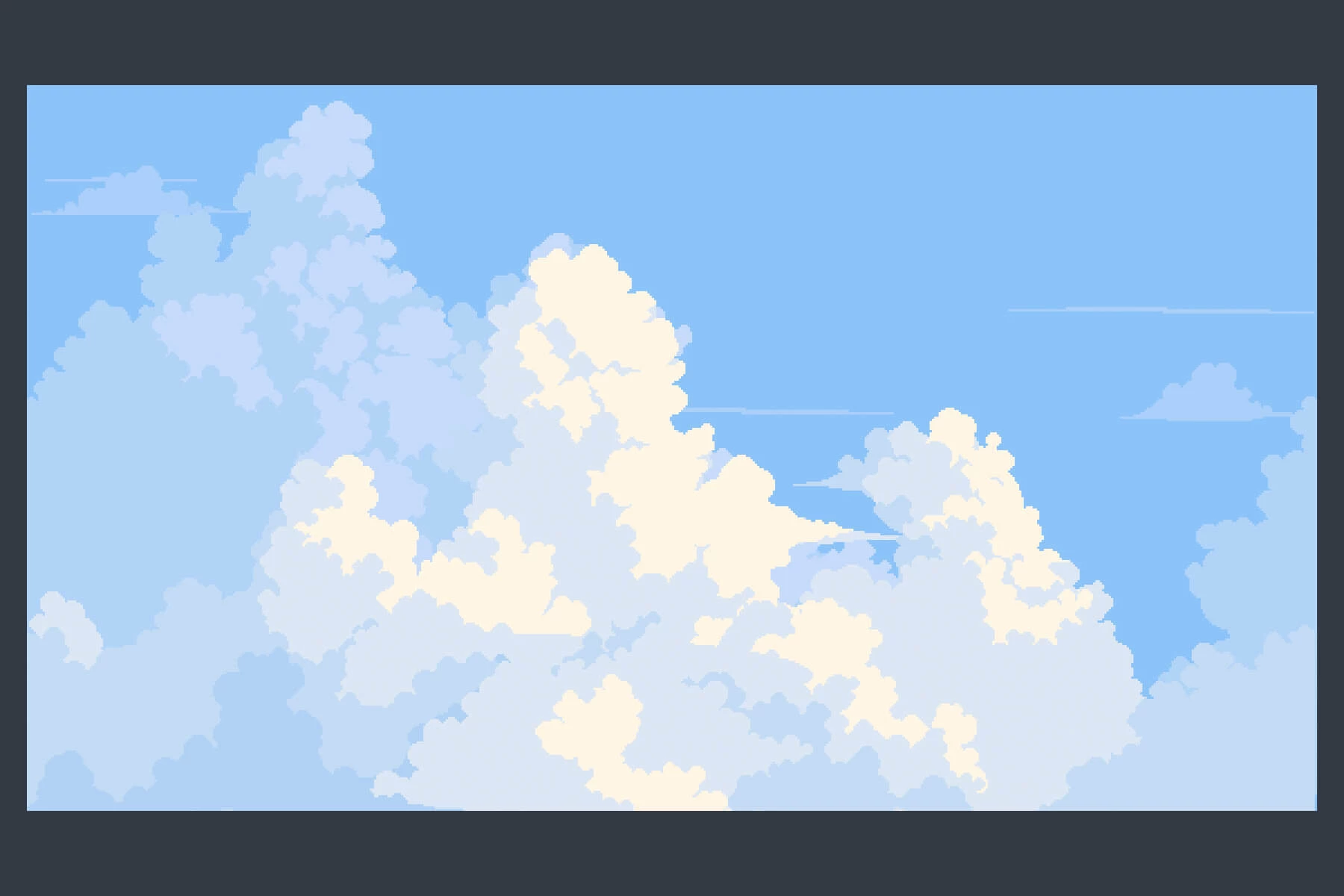 Sky with Clouds Background Pixel Art Set