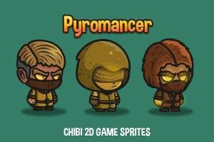 Pyromancer Chibi角色精灵：3个独特火法师矢量素材