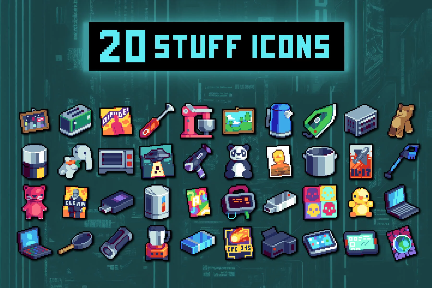 Household Stuff 32×32 Icons Pixel Art