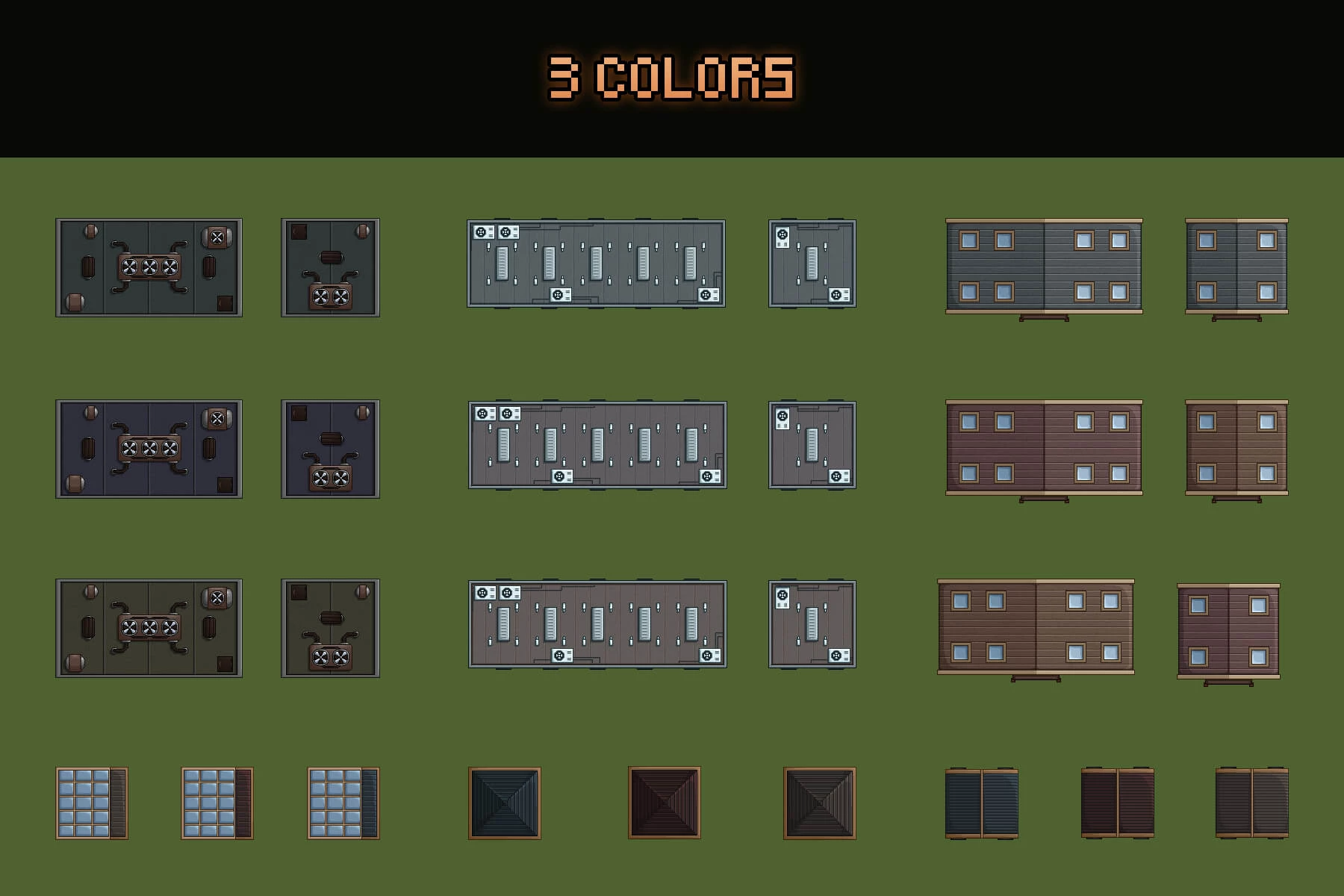 Top Down Buildings and Objects Pixel Art