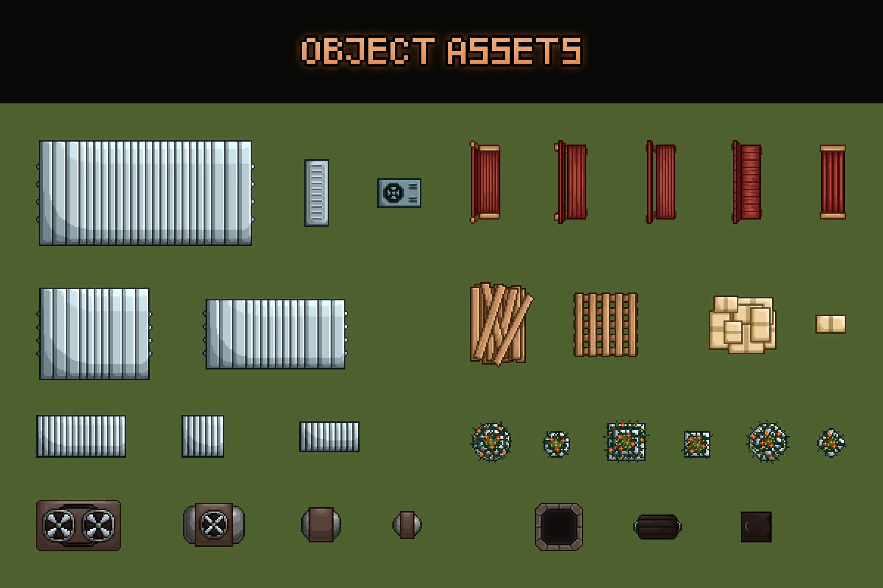 Top Down Buildings and Objects Pixel Art
