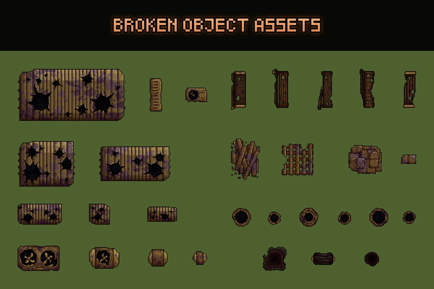 Top Down Buildings and Objects Pixel Art