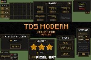 Top Down Shooter 像素风 GUI 素材包