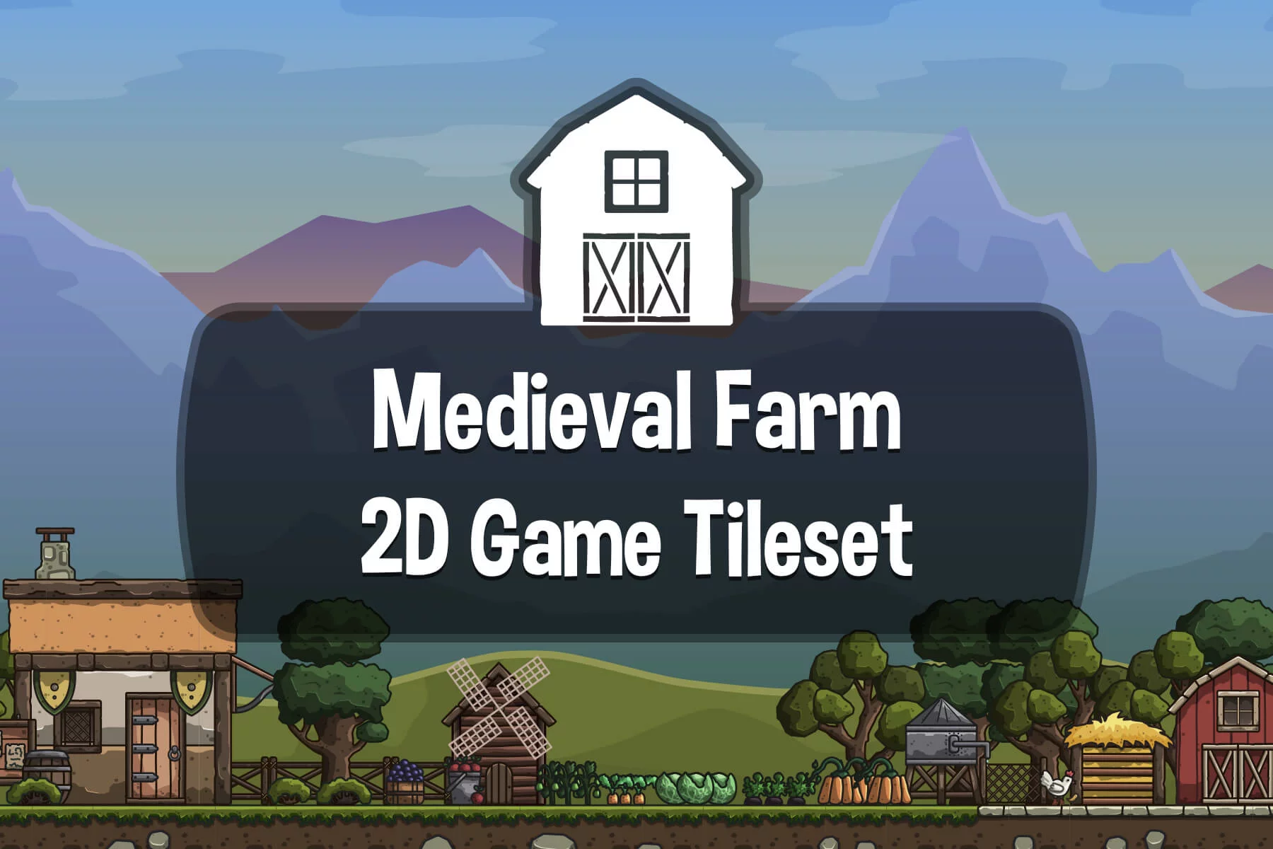 Cartoon Medieval Farm 2D Tileset for Platformer