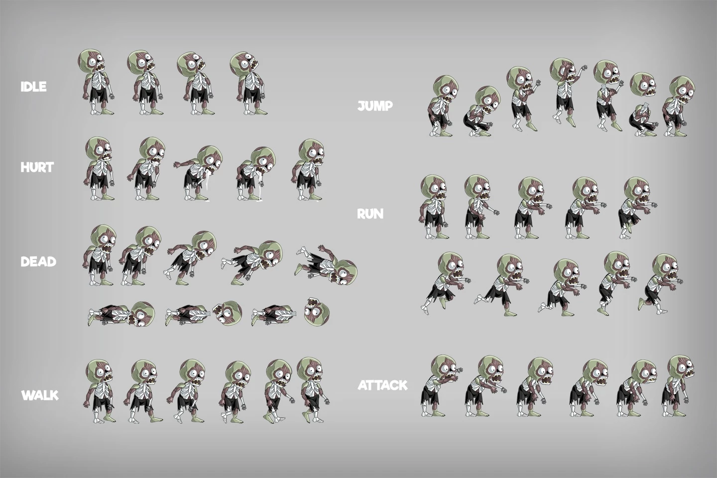 2D Game Zombie Character Sprite Pack 2