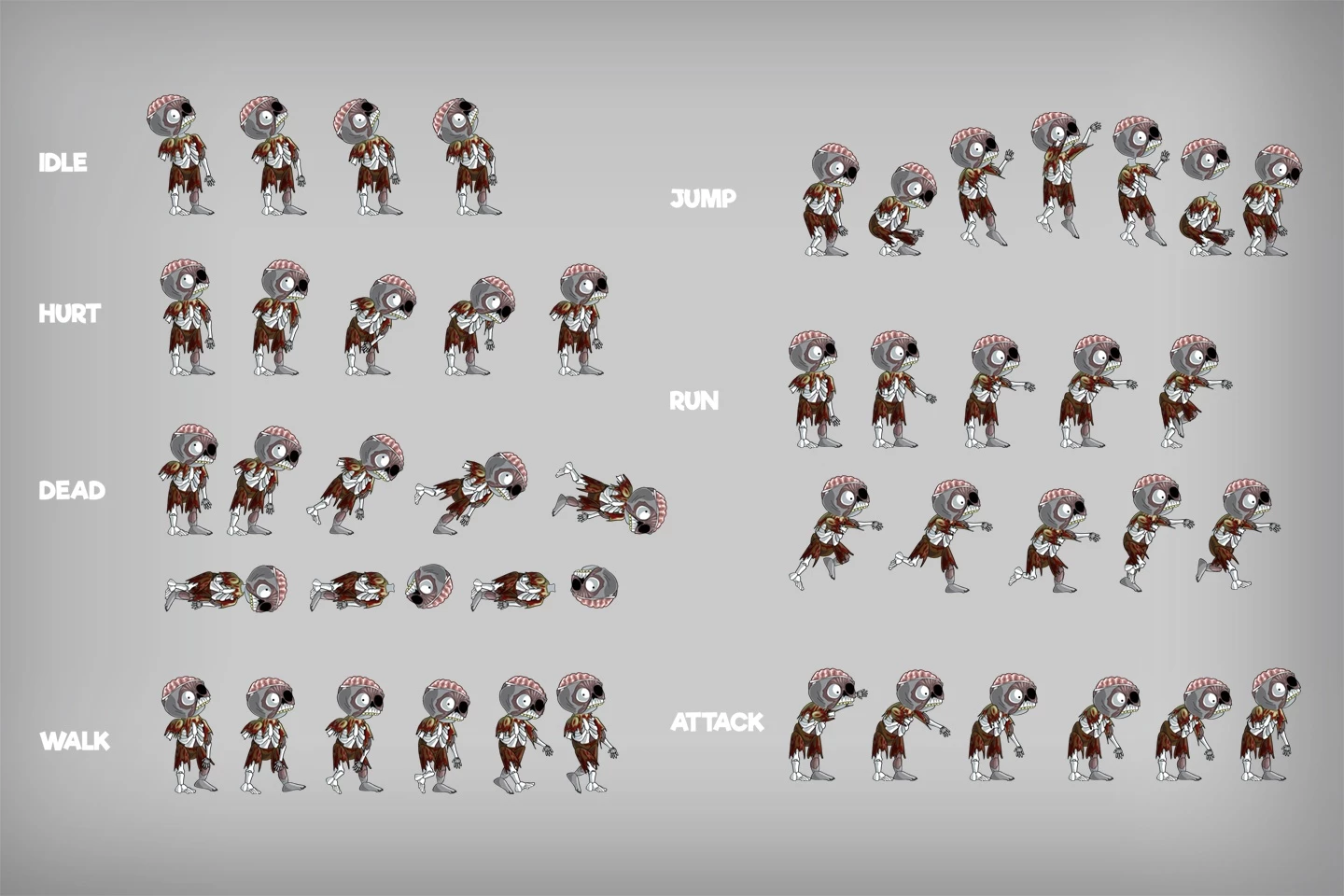 2D Game Zombie Character Sprite Pack 2