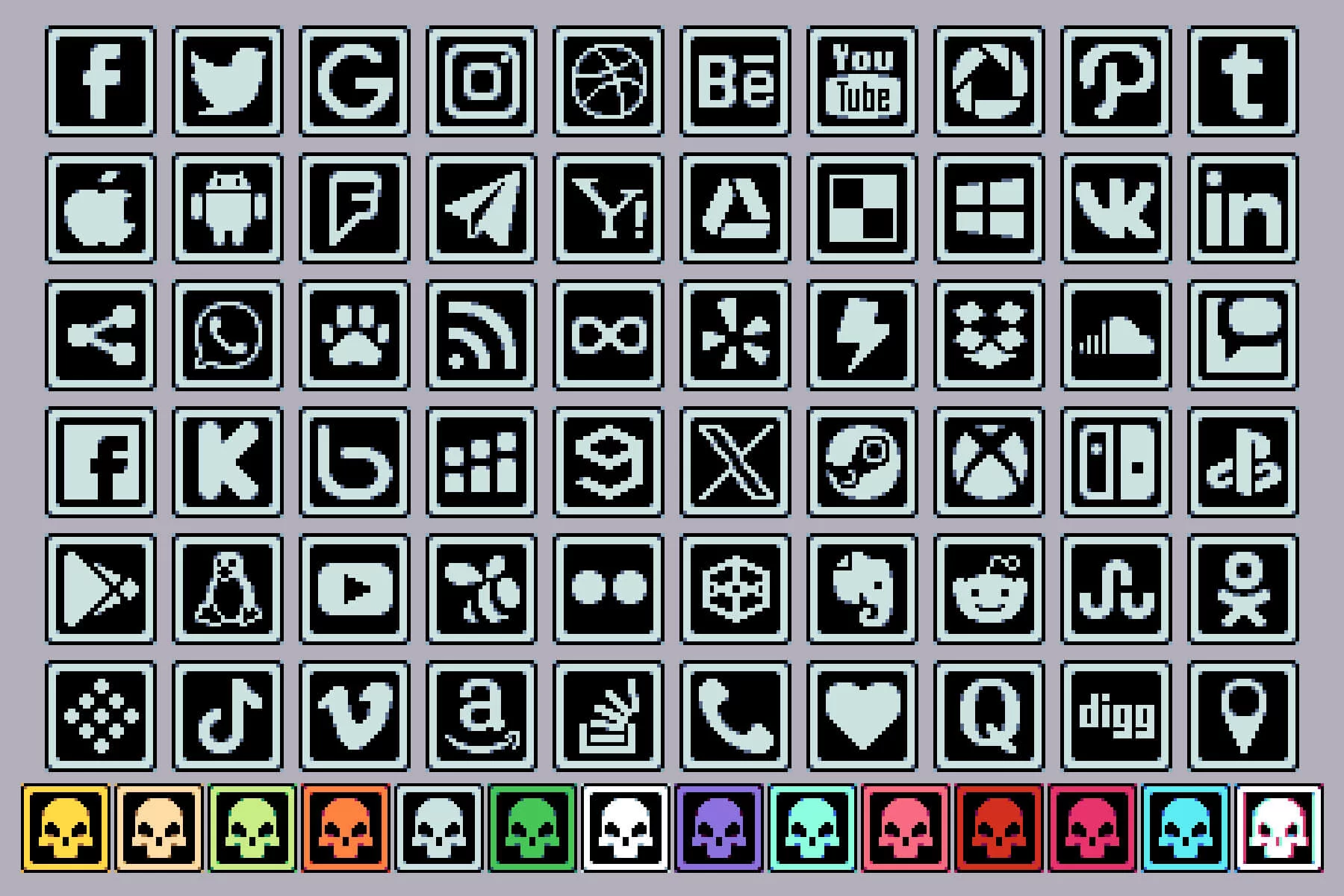 Social Media Icons Pixel Art