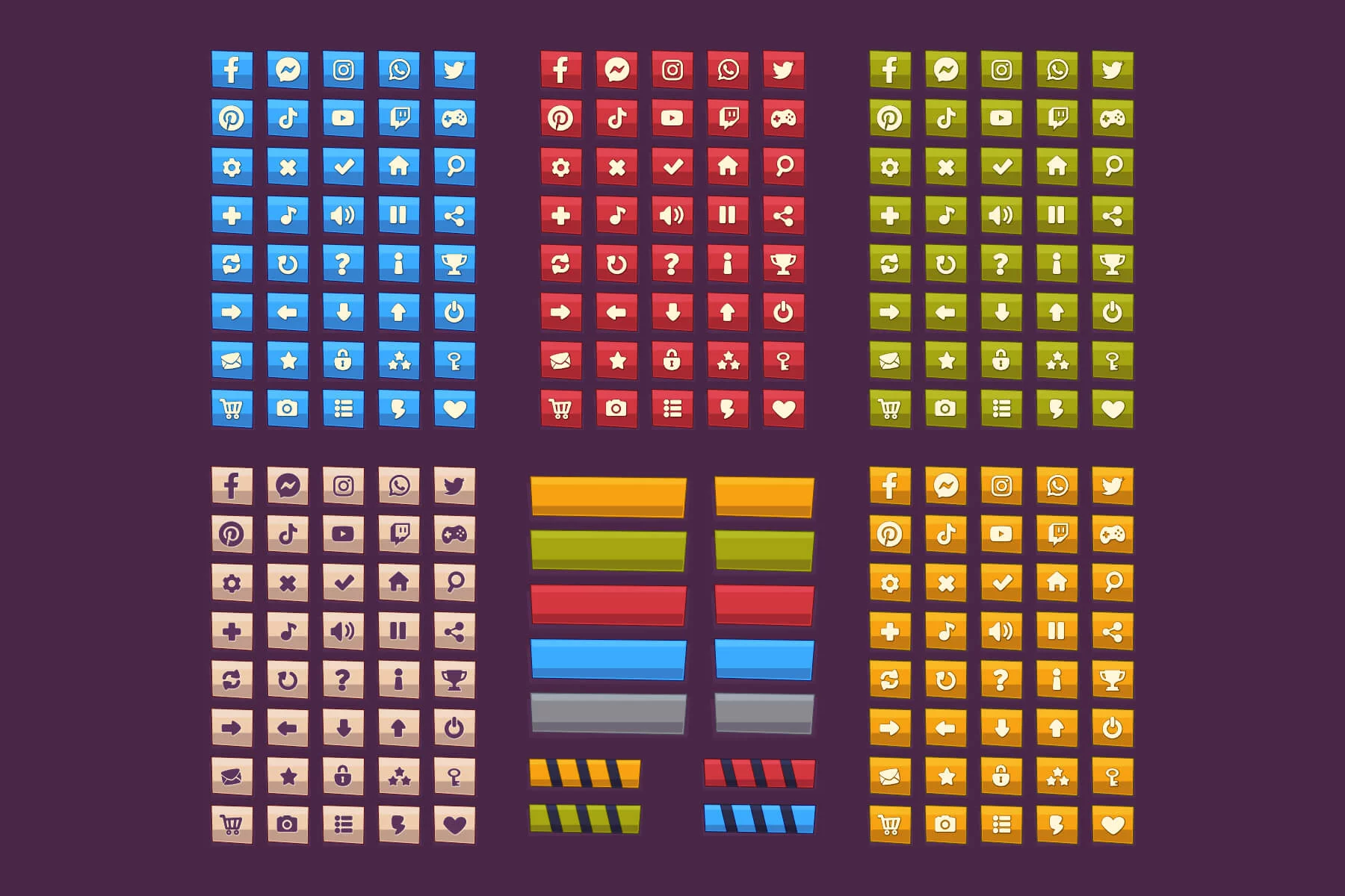 Game UI Vector Buttons and Icons