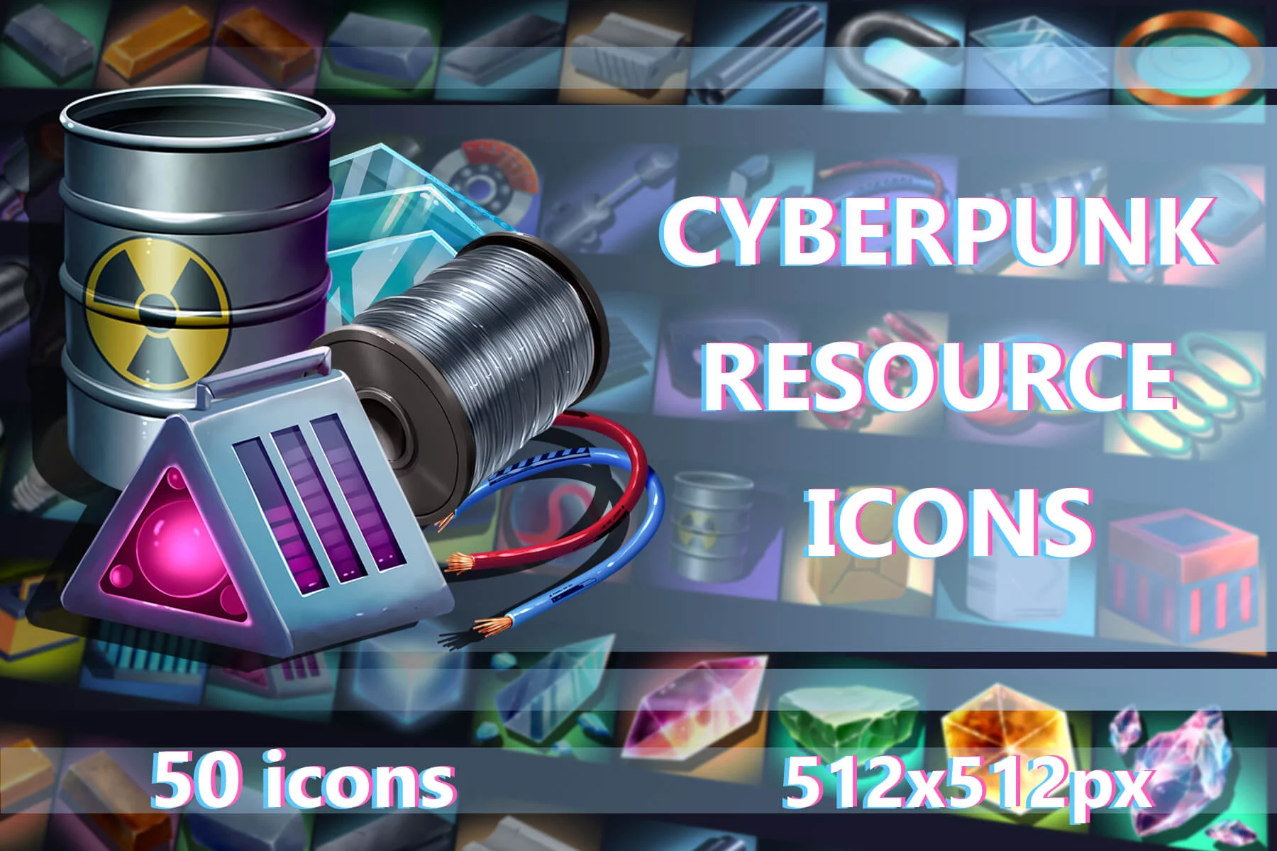 Cyberpunk Resource Game 512×512 Icons