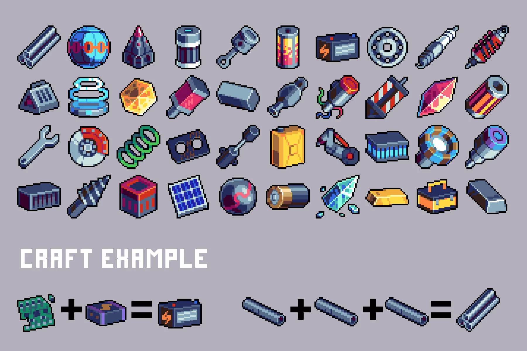 Resources for Cyberpunk Topic Pixel Art 32×32 Icon Pack