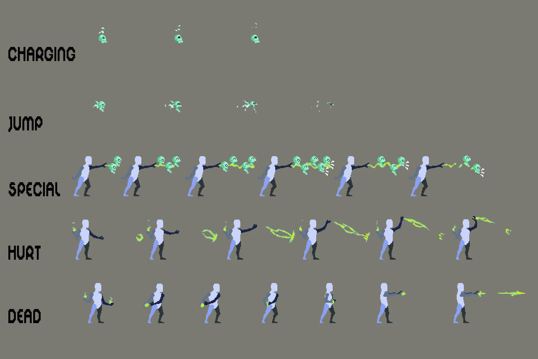 Necromancer Pixel Art Prototype Character Sprites