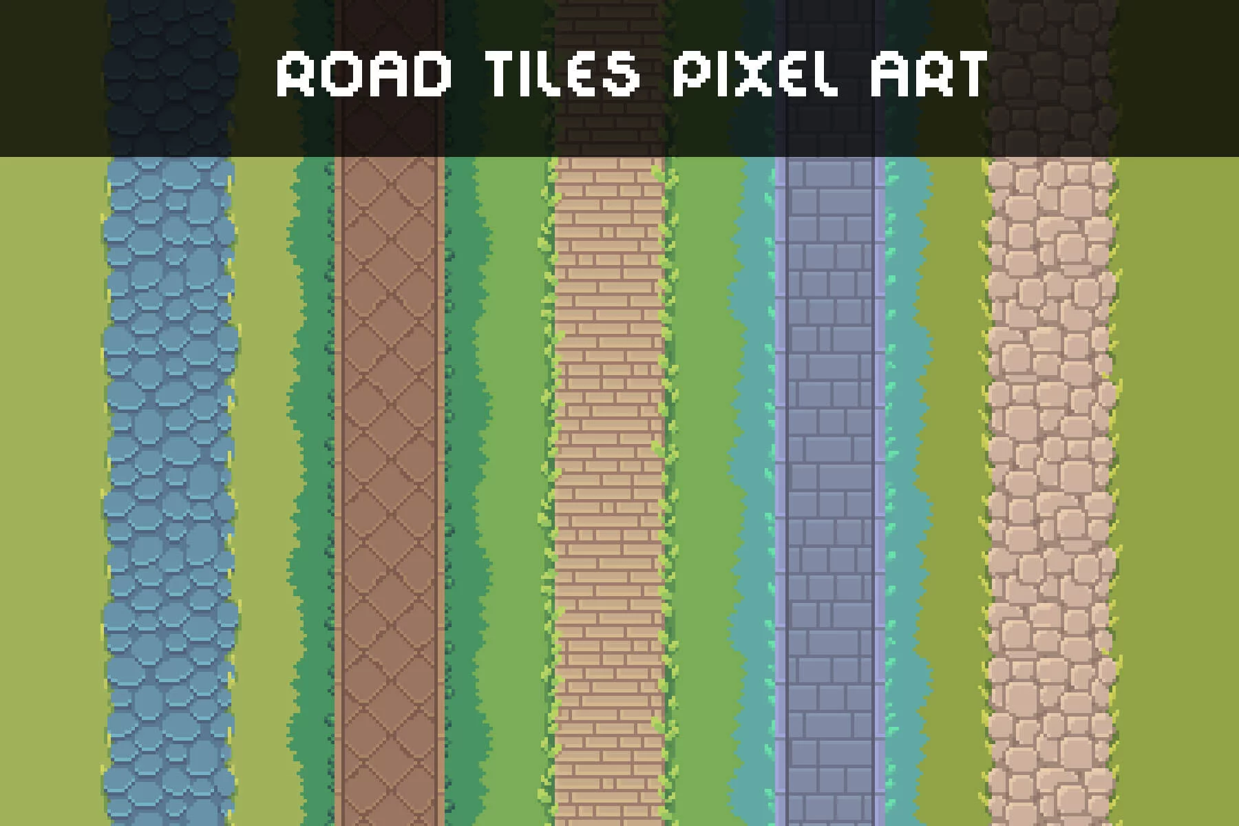 Path and Road Top-Down Pixel Tileset