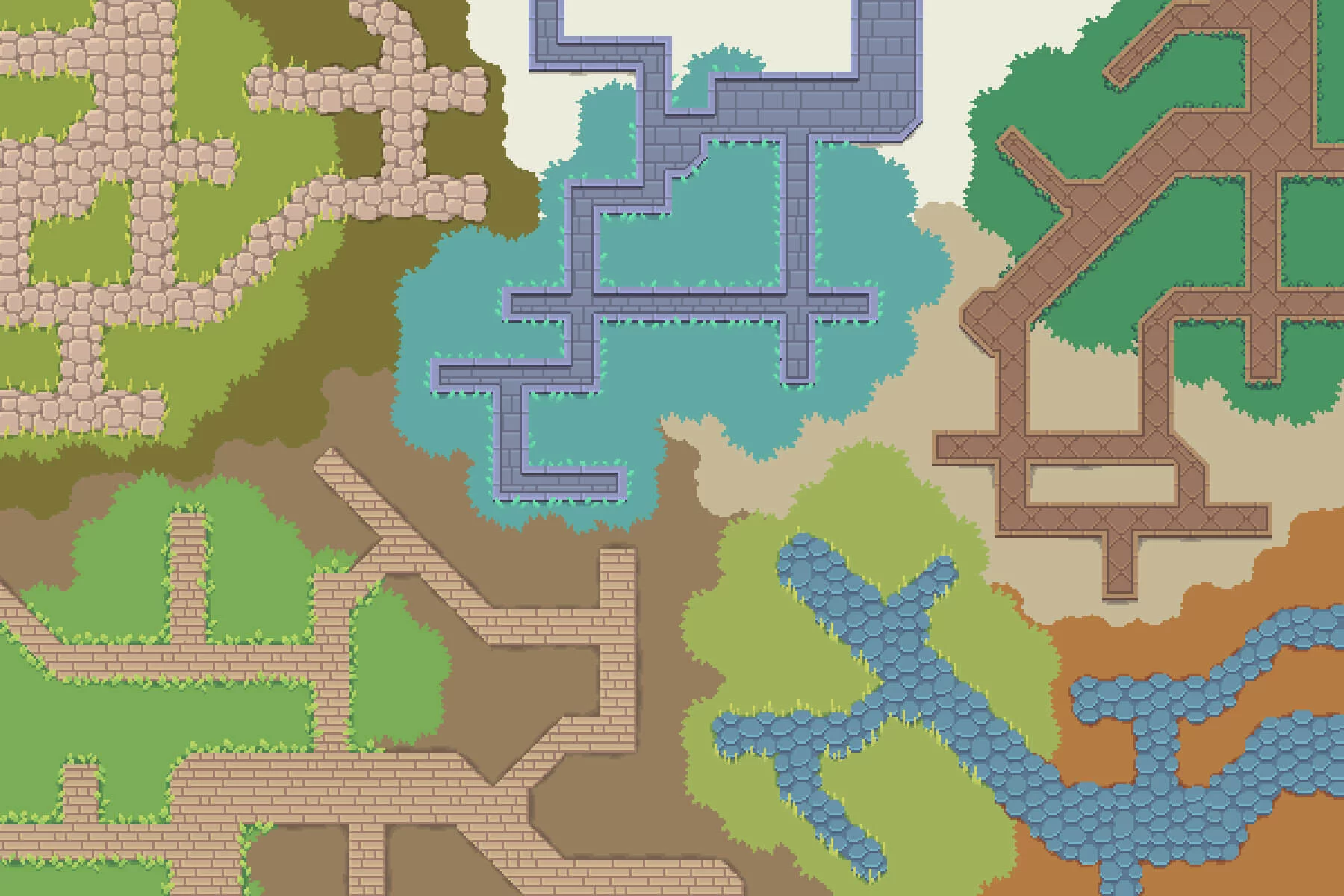 Path and Road Top-Down Pixel Tileset
